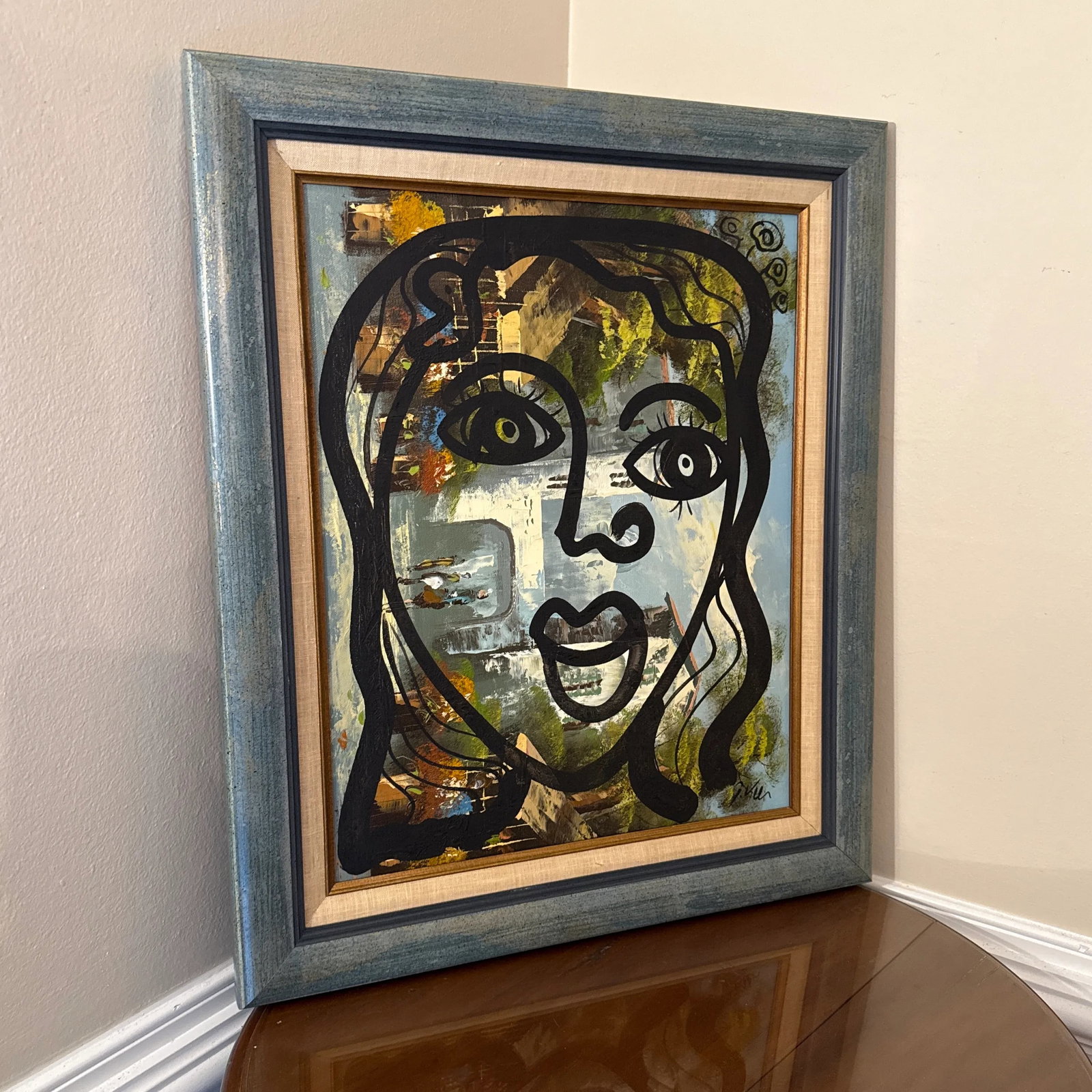 1970s Vintage Abstract Portraiture, Painting by Peter Robert Keil, Framed - 4