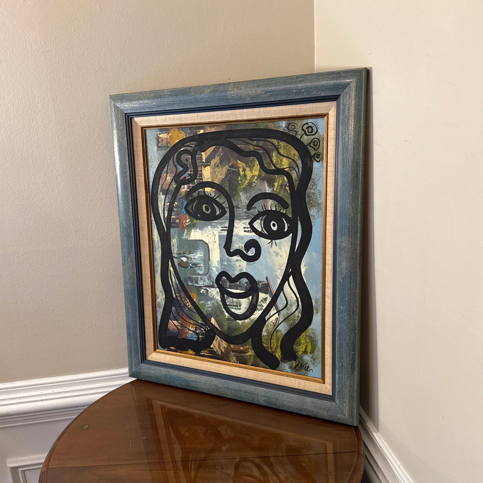 1970s Vintage Abstract Portraiture, Painting by Peter Robert Keil, Framed - 5