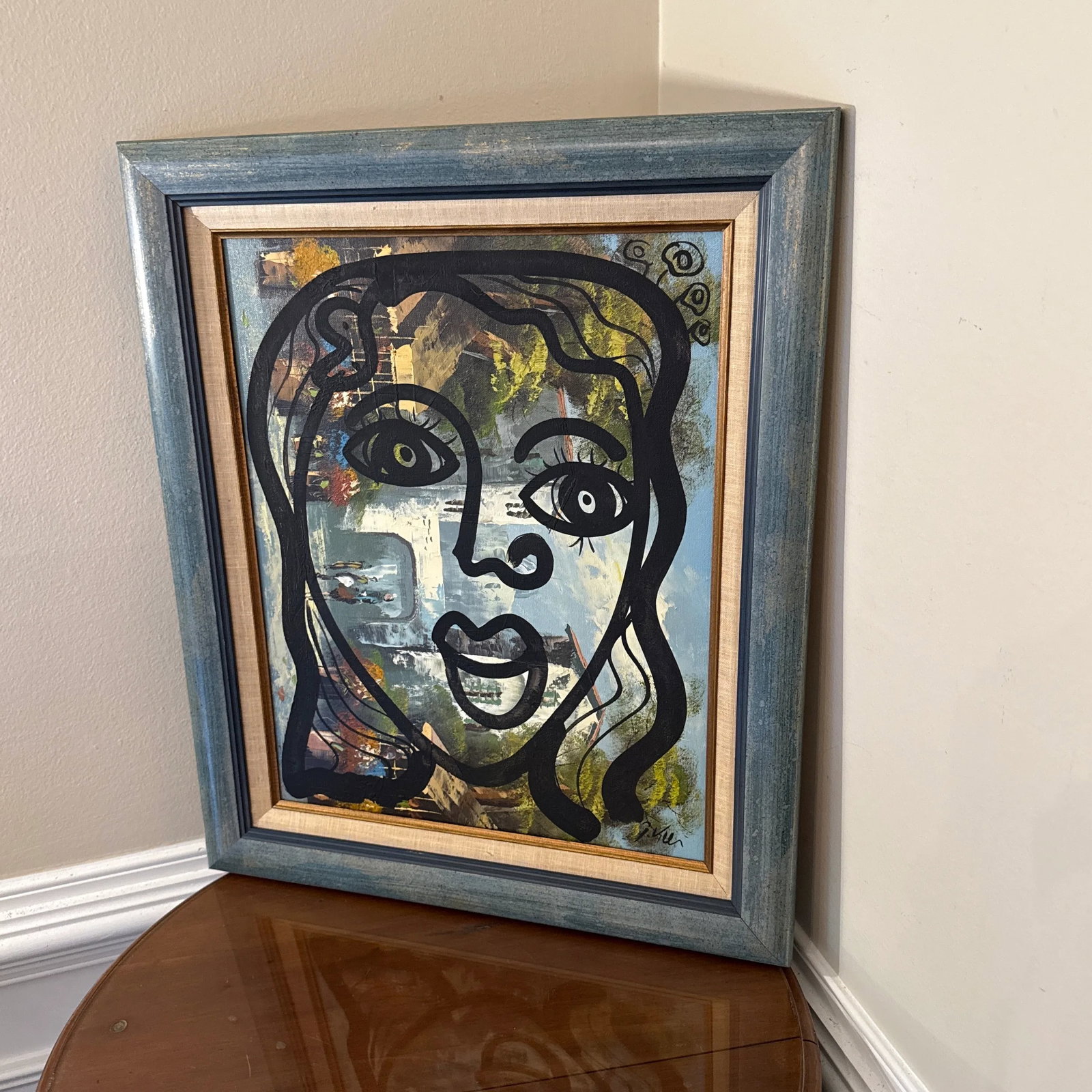 1970s Vintage Abstract Portraiture, Painting by Peter Robert Keil, Framed - 6