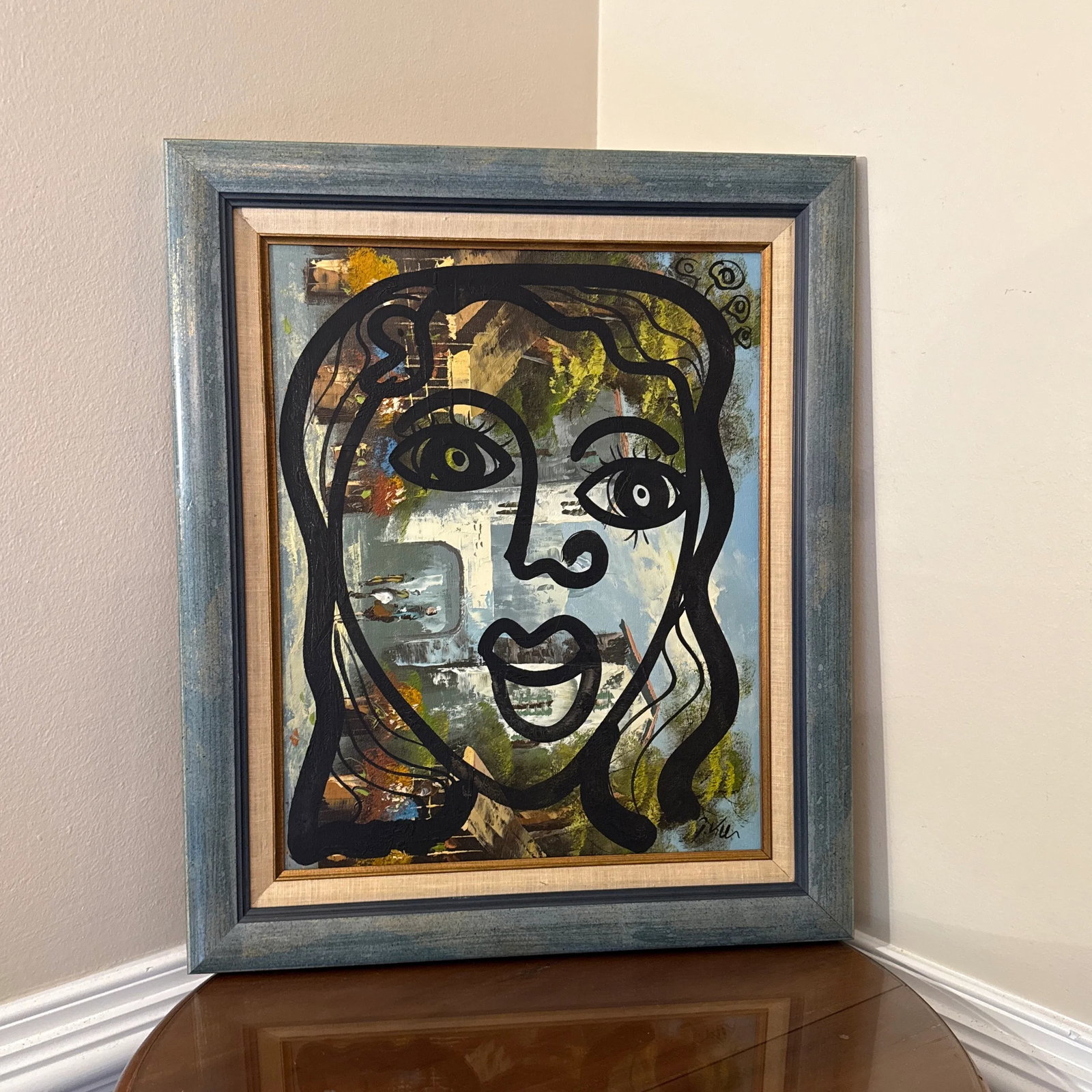 1970s Vintage Abstract Portraiture, Painting by Peter Robert Keil, Framed - 7