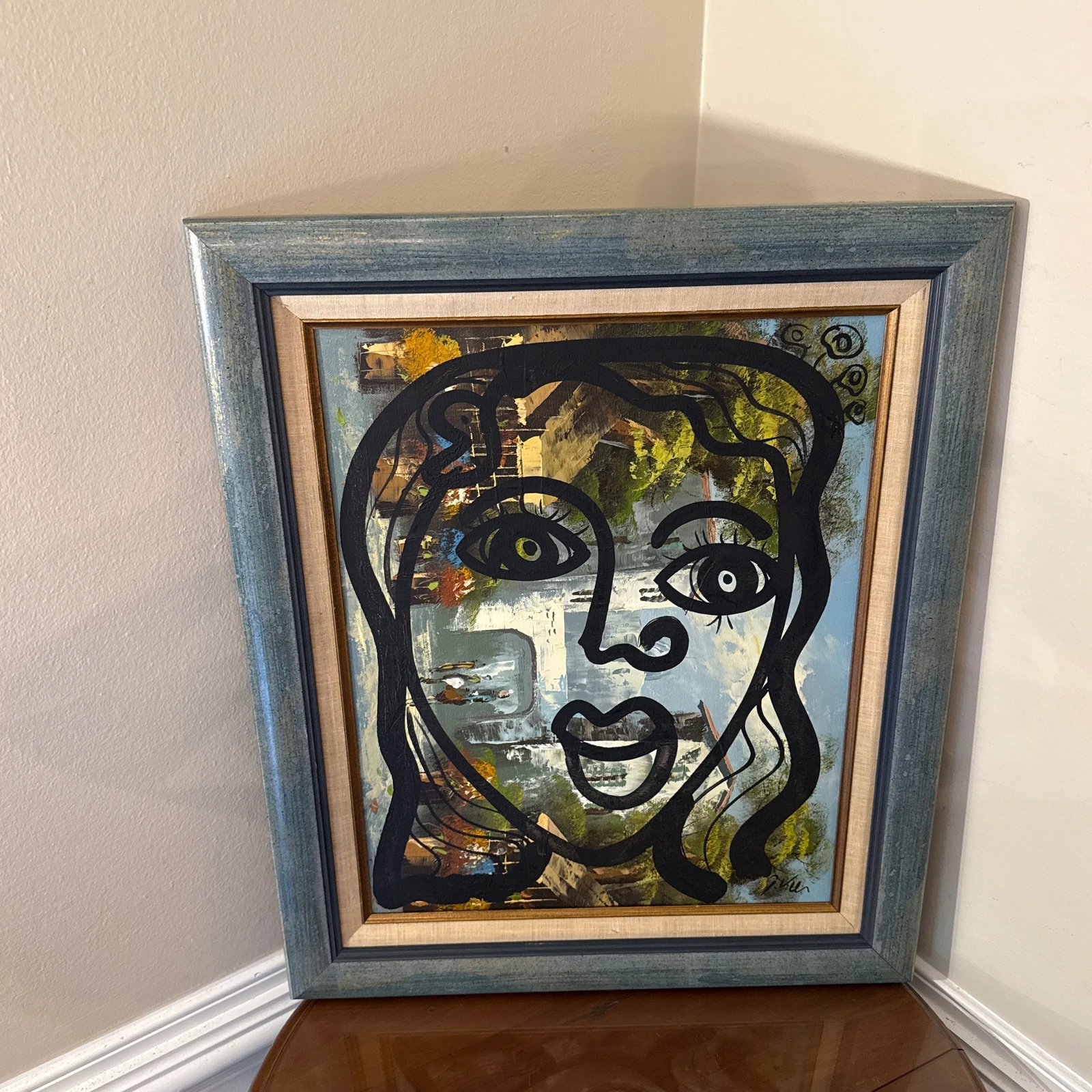 1970s Vintage Abstract Portraiture, Painting by Peter Robert Keil, Framed - 8