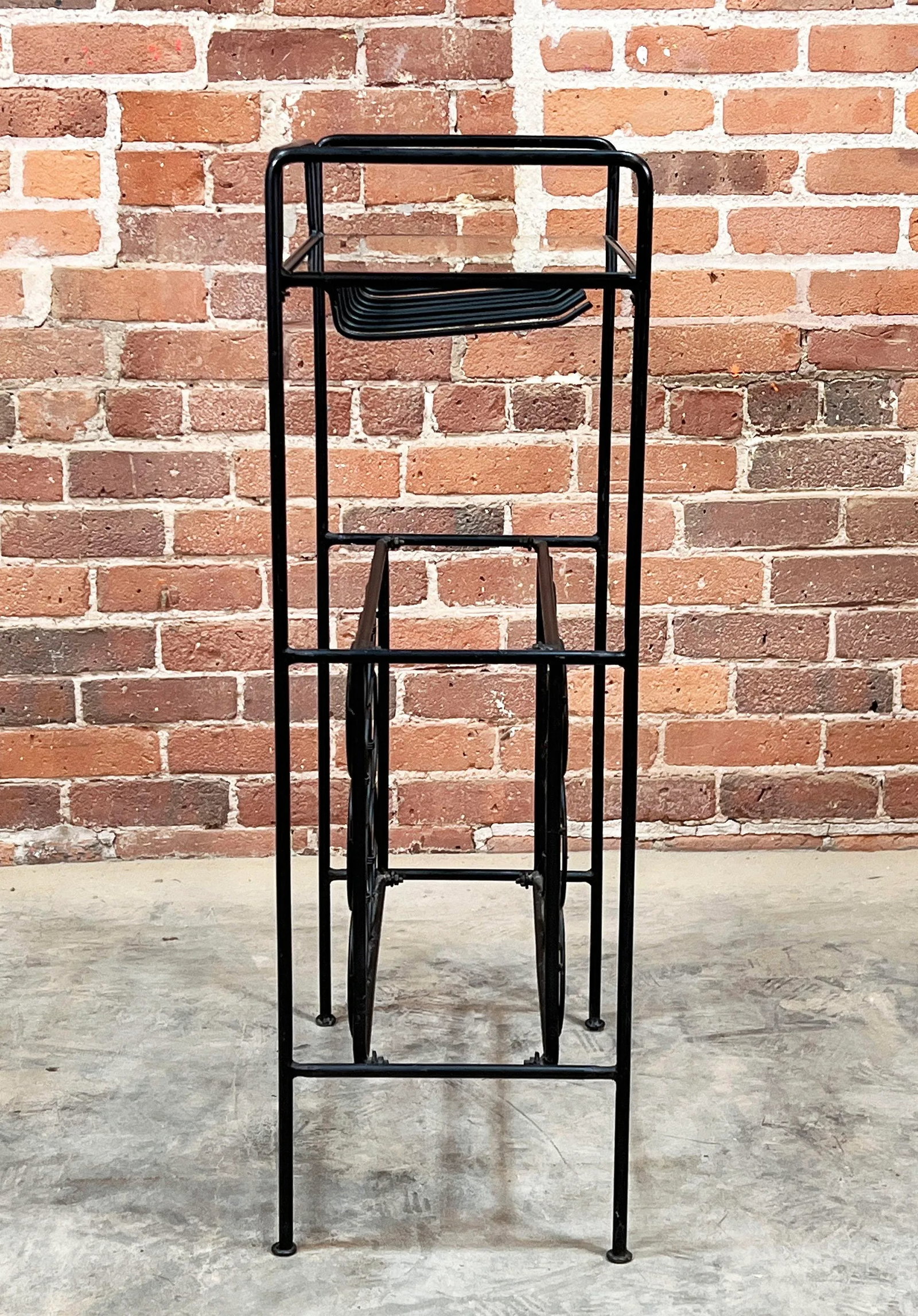 Vintage Mid Century Modern Wrought Iron & Glass Wine Rack / Bar by Arthur Umanoff - 8