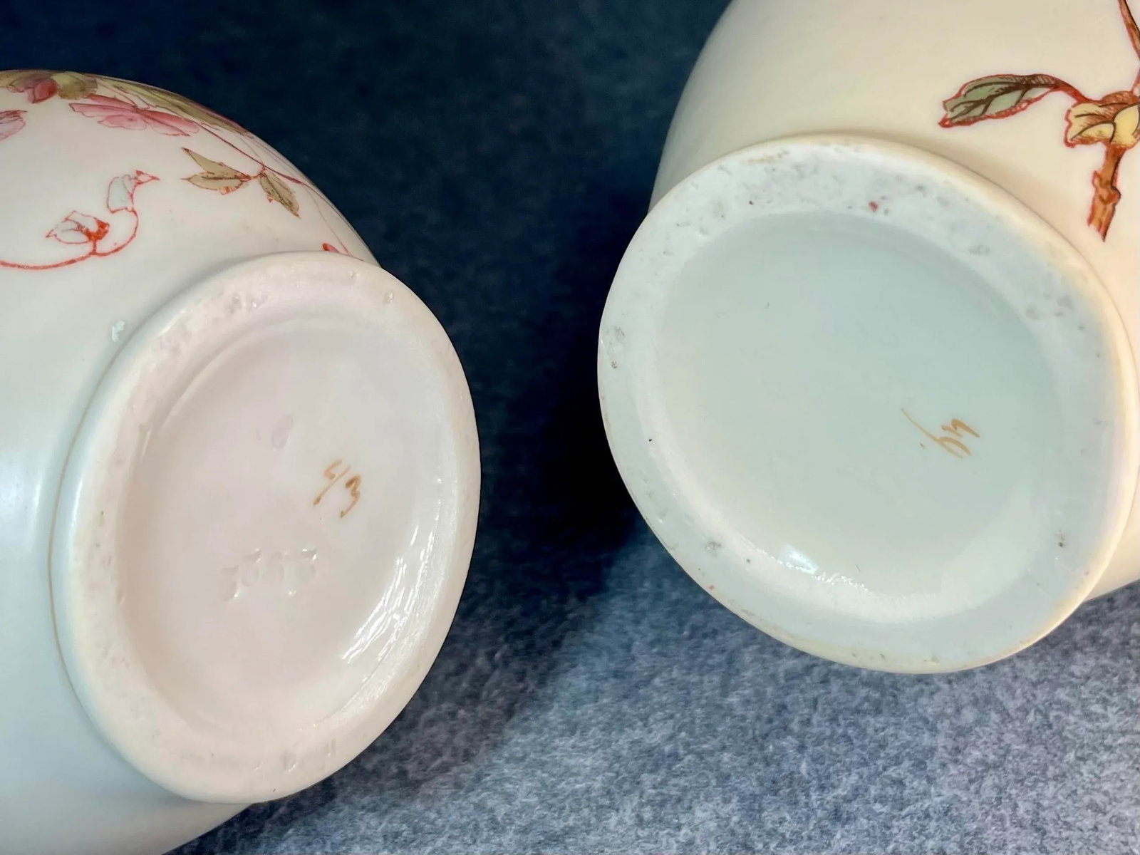 Late 19th Century Hand Painted Porcelain Ewers With Gilded Handles- 2 Pieces - 9