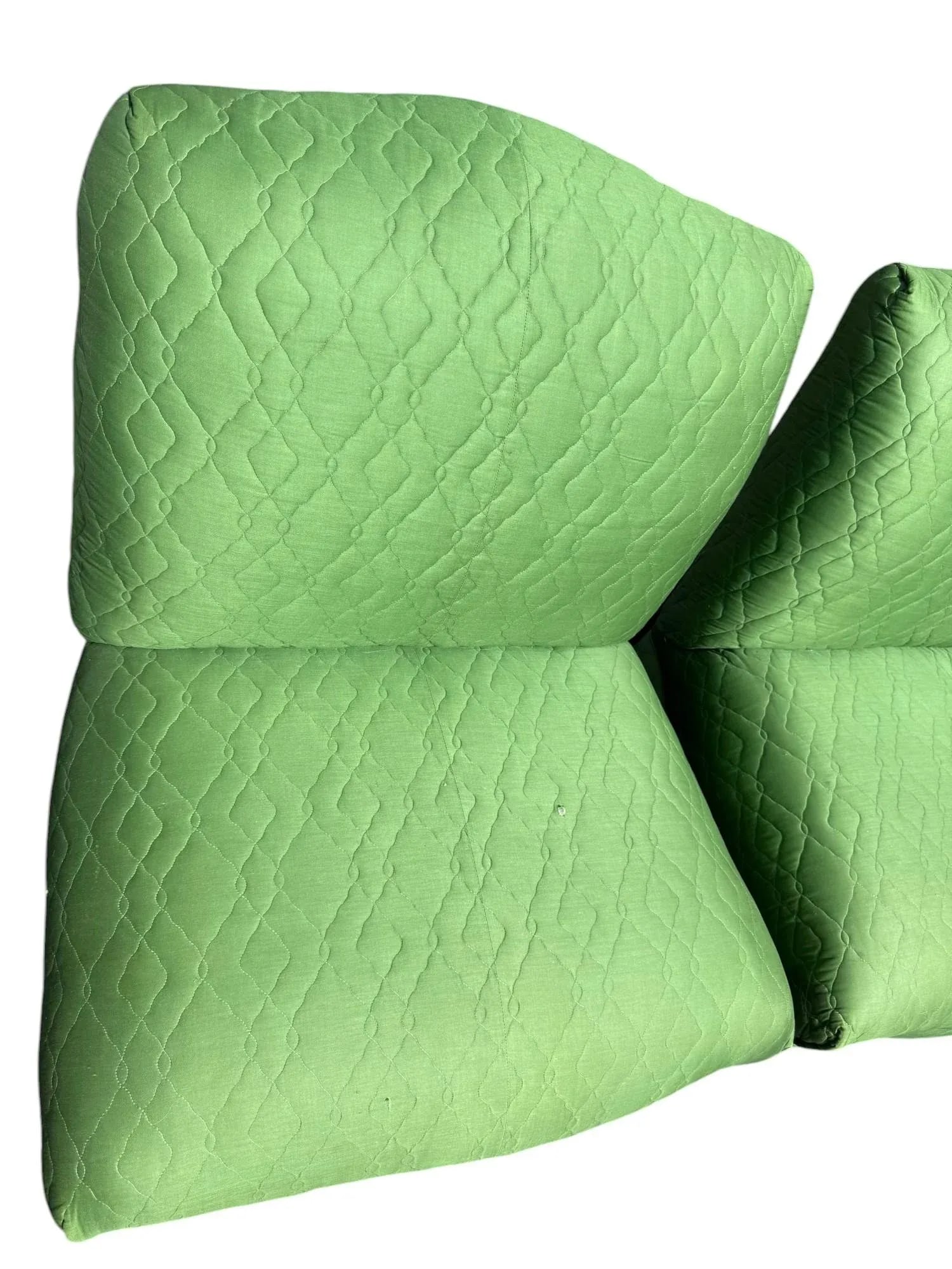 Late 20th Century Emerald Green Quilted Slipper Chairs - A Pair - 6