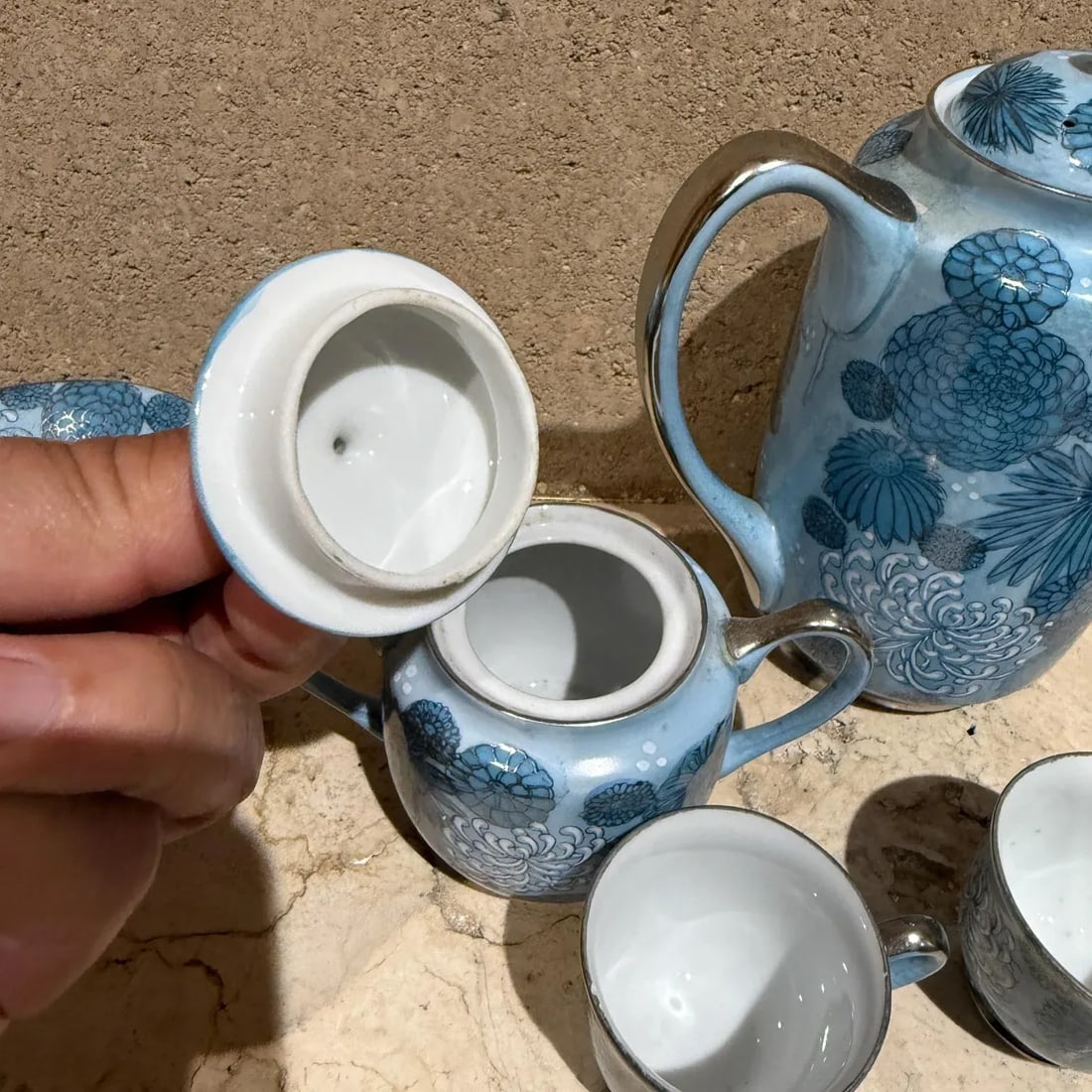 1960s Meito Japan Blue Floral Porcelain Tea Set - 11