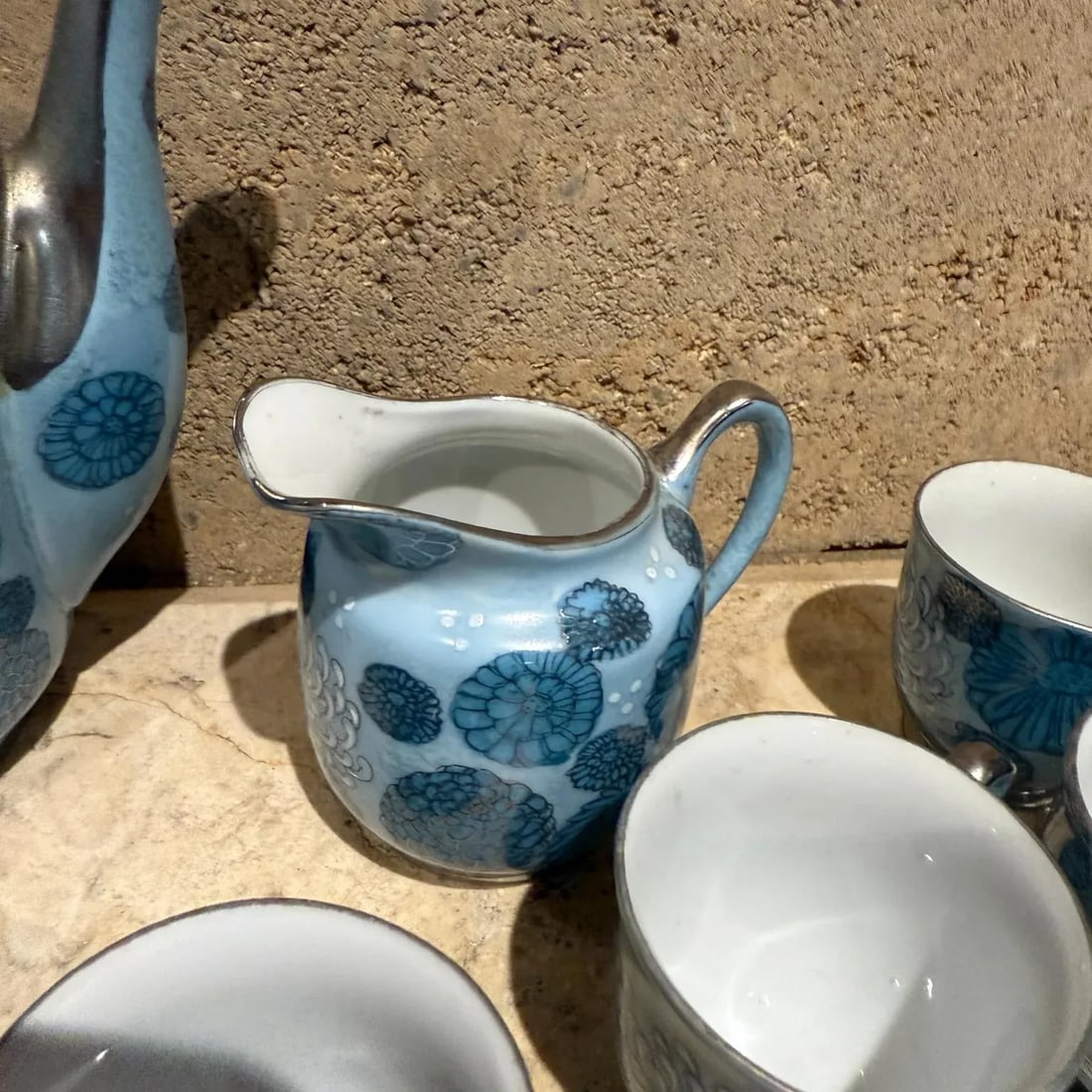 1960s Meito Japan Blue Floral Porcelain Tea Set - 8