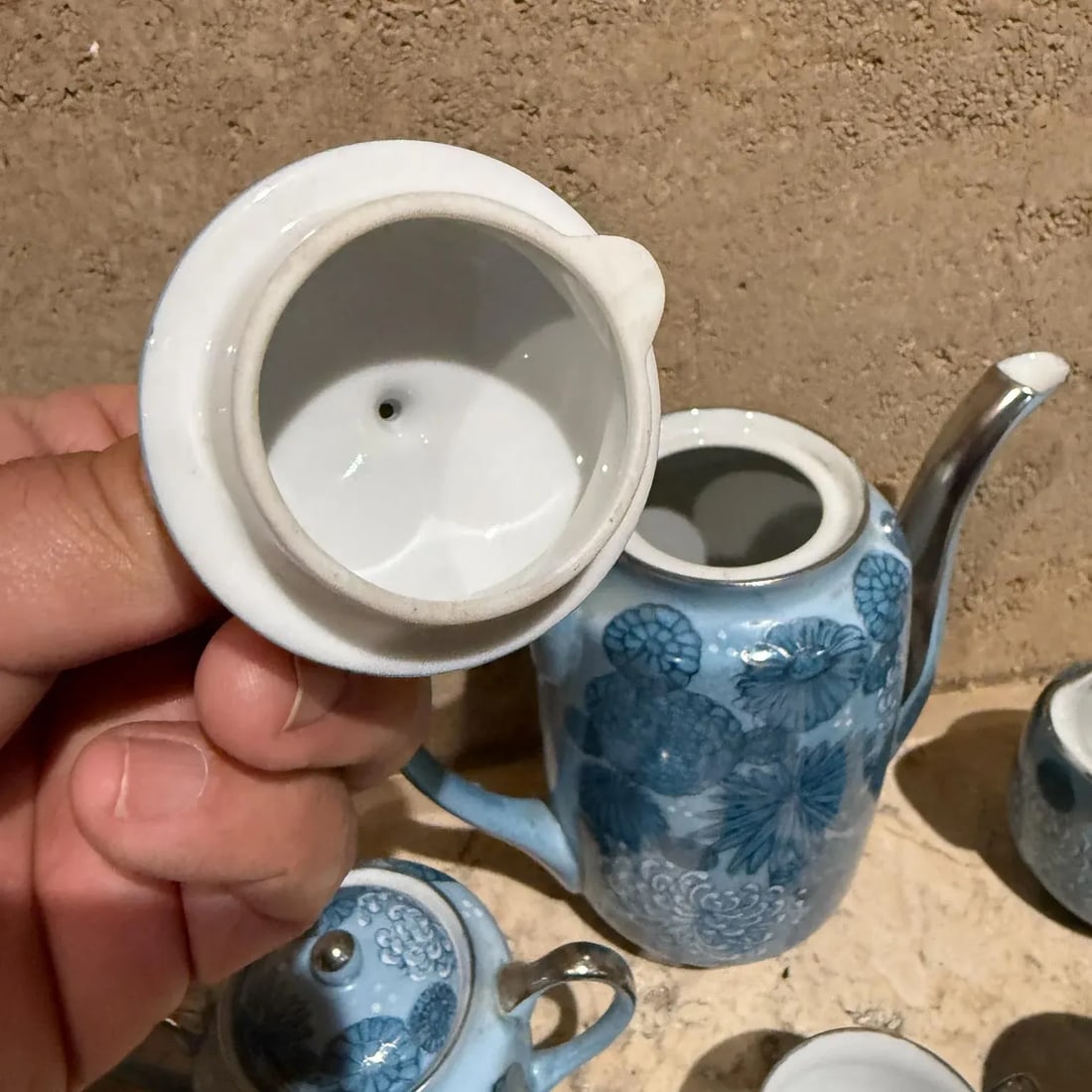 1960s Meito Japan Blue Floral Porcelain Tea Set - 9