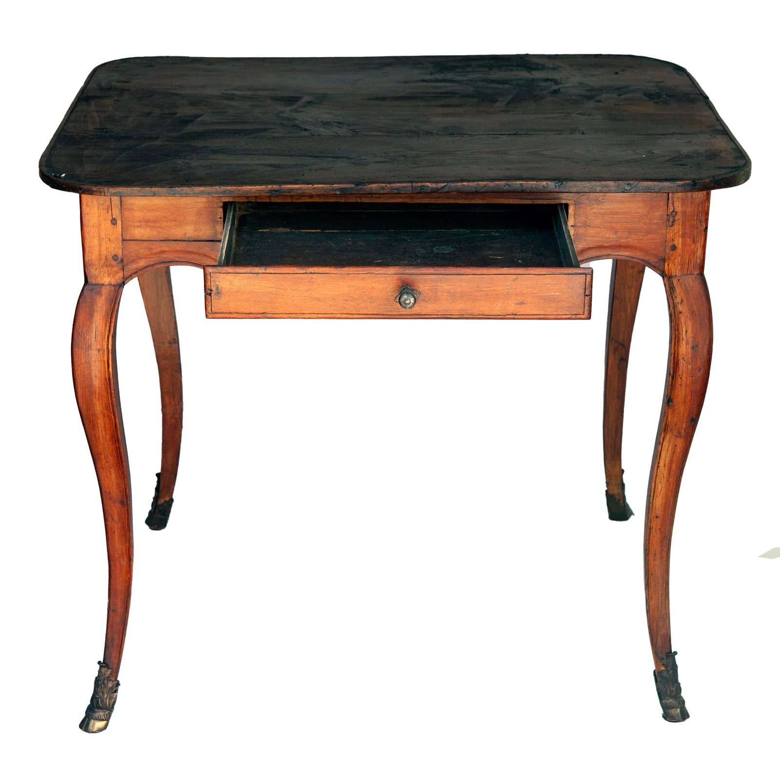 Antique Wood Side Table W/ 2 Drawers - 2