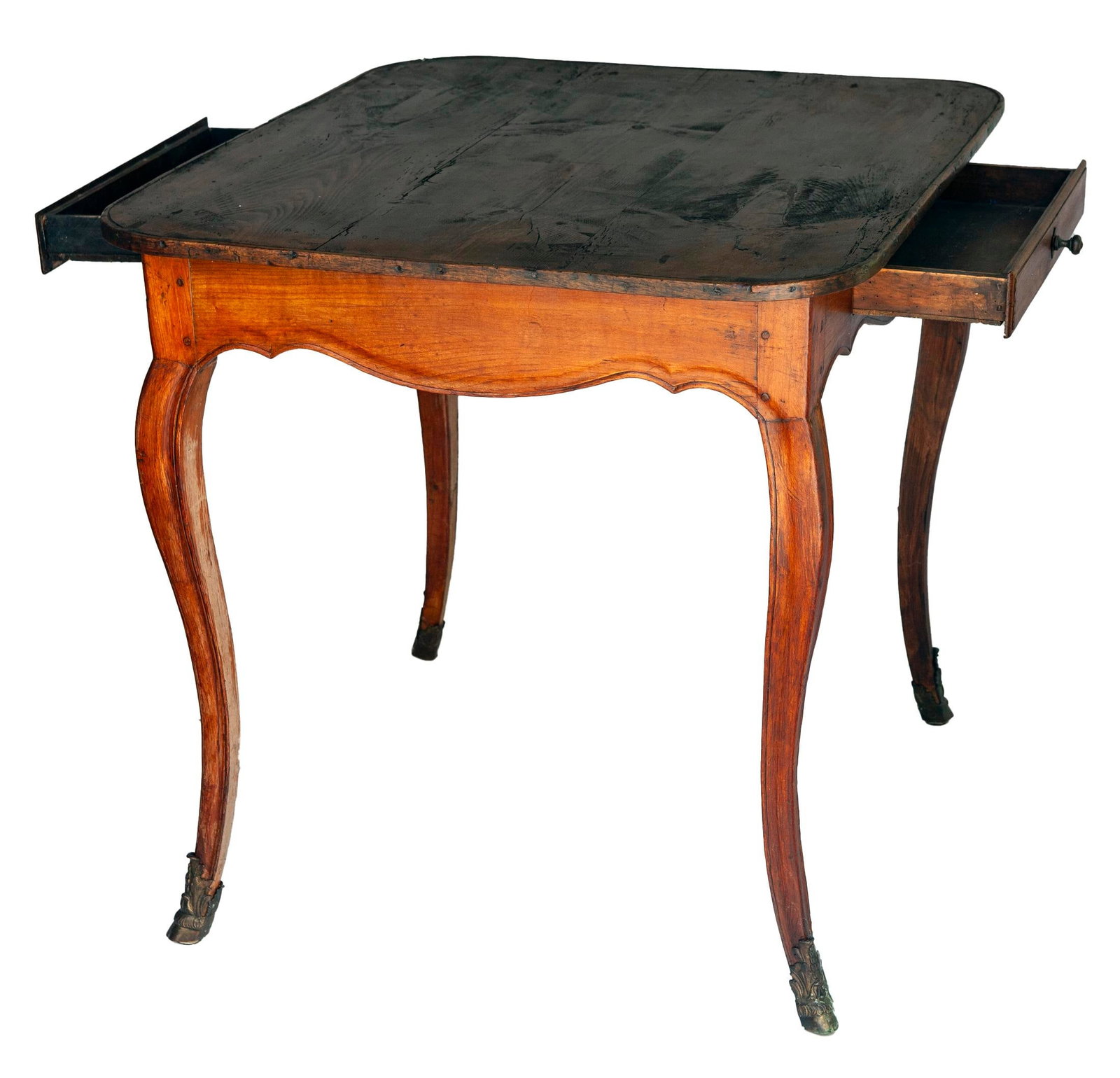 Antique Wood Side Table W/ 2 Drawers - 3