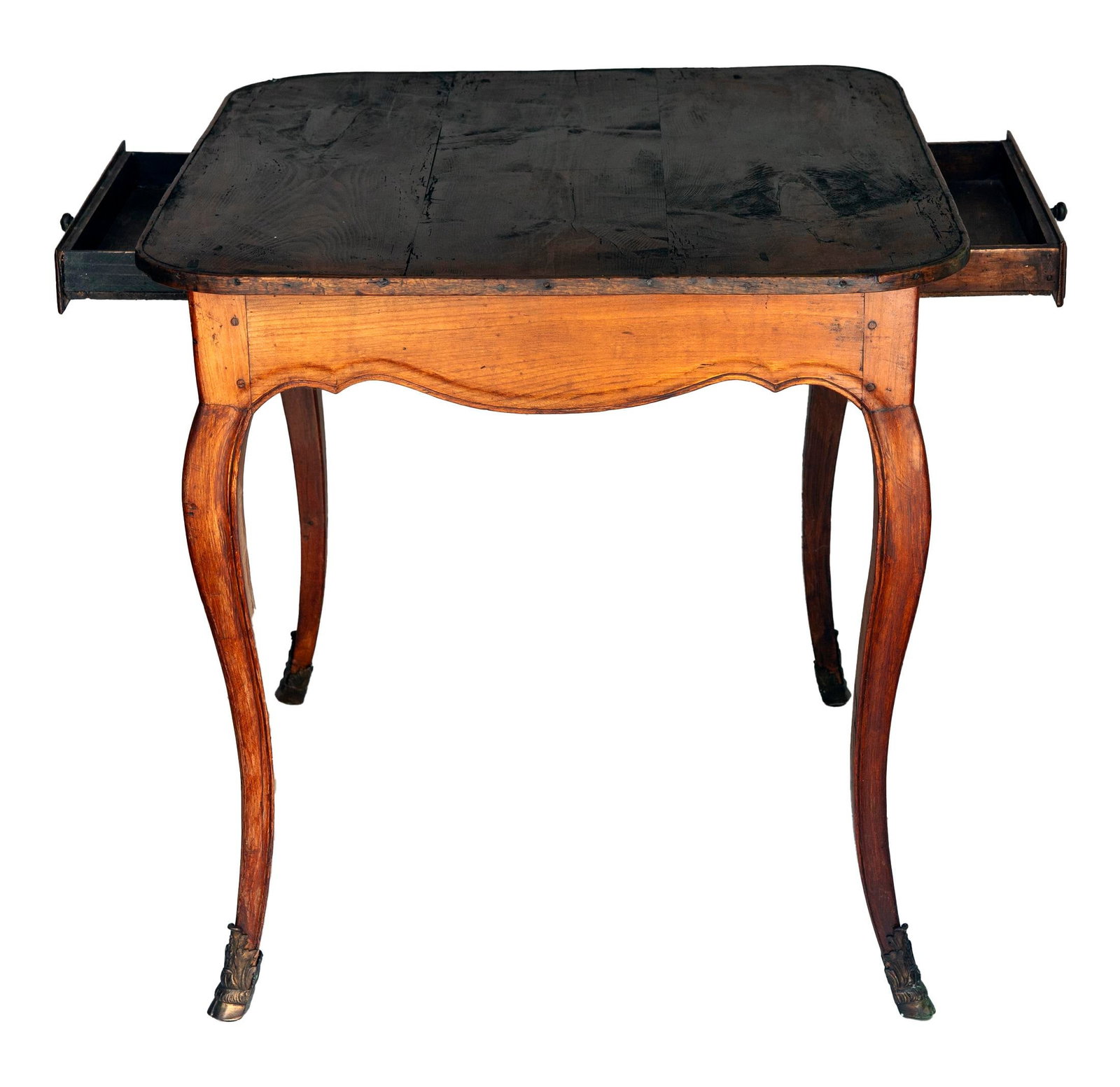 Antique Wood Side Table W/ 2 Drawers - 5