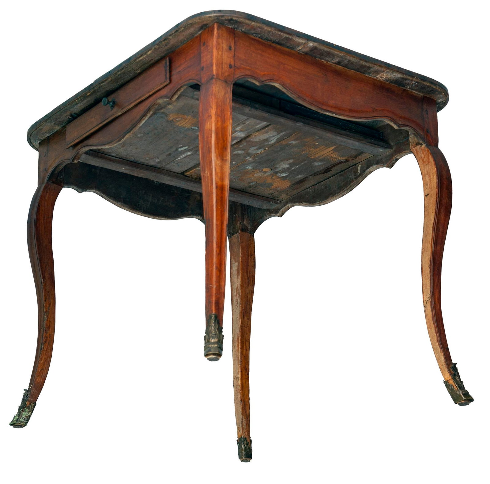 Antique Wood Side Table W/ 2 Drawers - 7