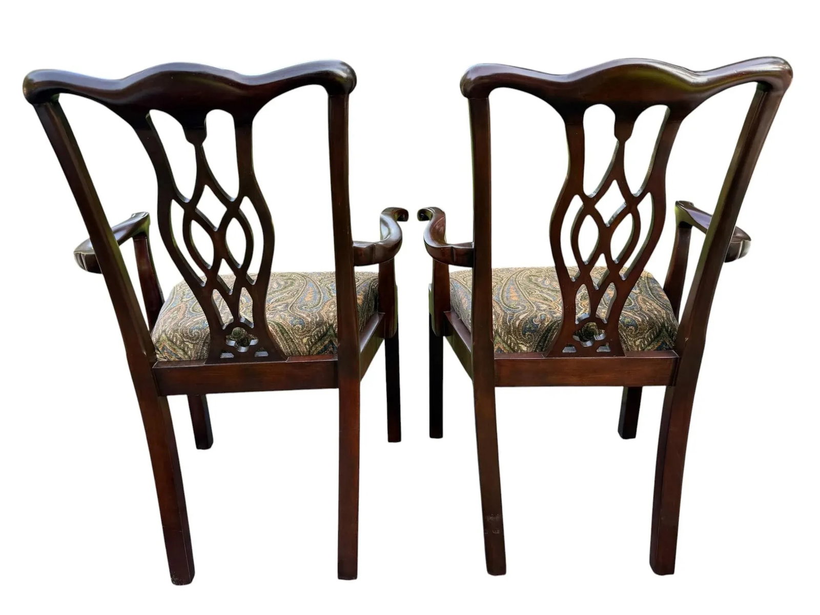 Late 20th Century Chippendale Style Side Chairs With Ralph Lauren Upholstery - A Pair - 5