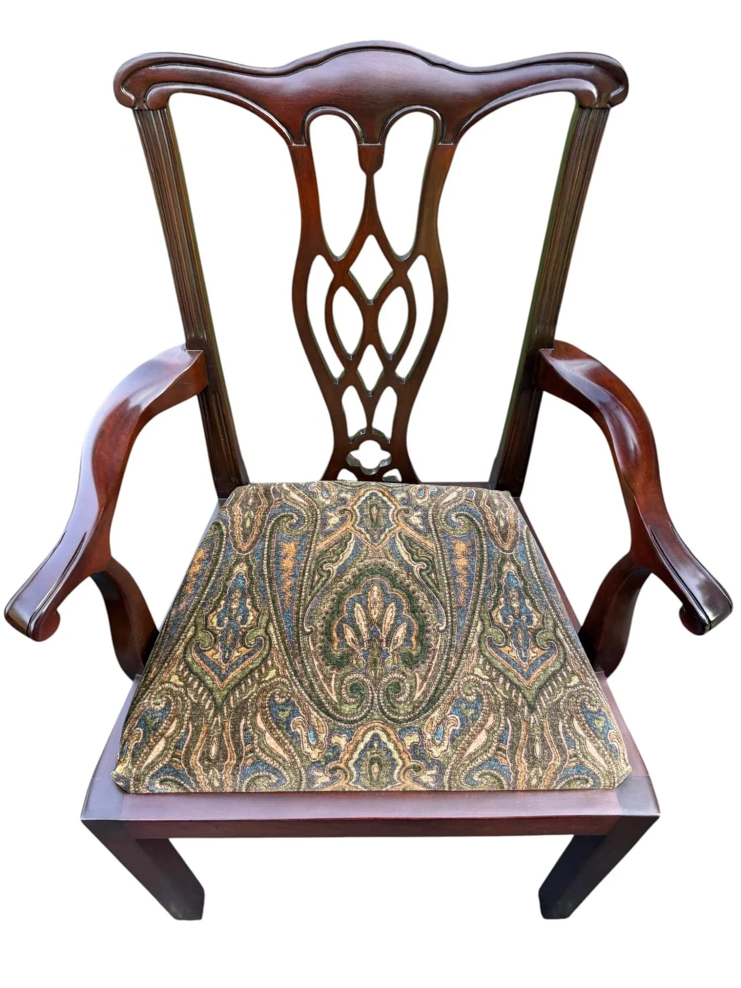 Late 20th Century Chippendale Style Side Chairs With Ralph Lauren Upholstery - A Pair - 6