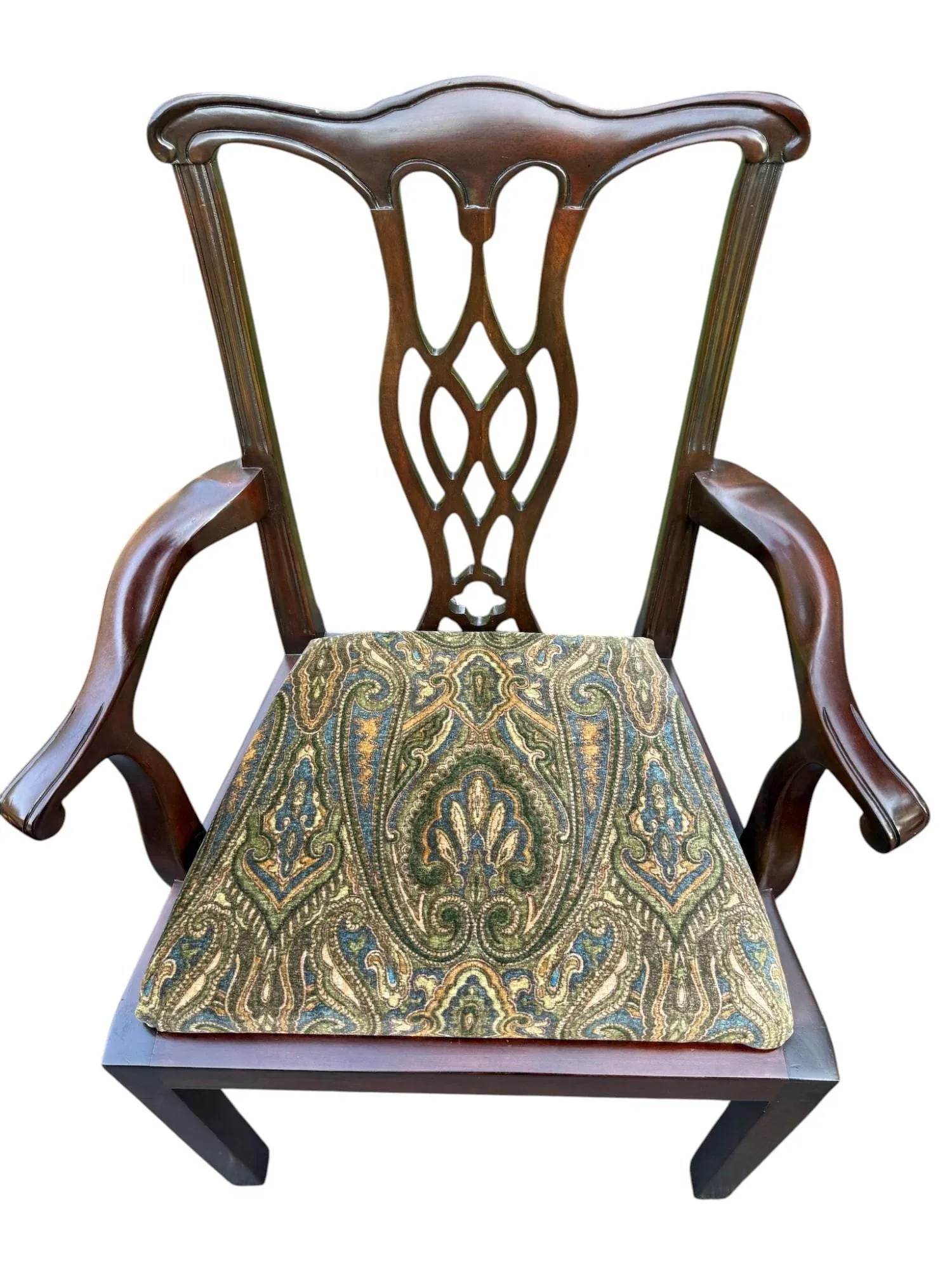 Late 20th Century Chippendale Style Side Chairs With Ralph Lauren Upholstery - A Pair - 7