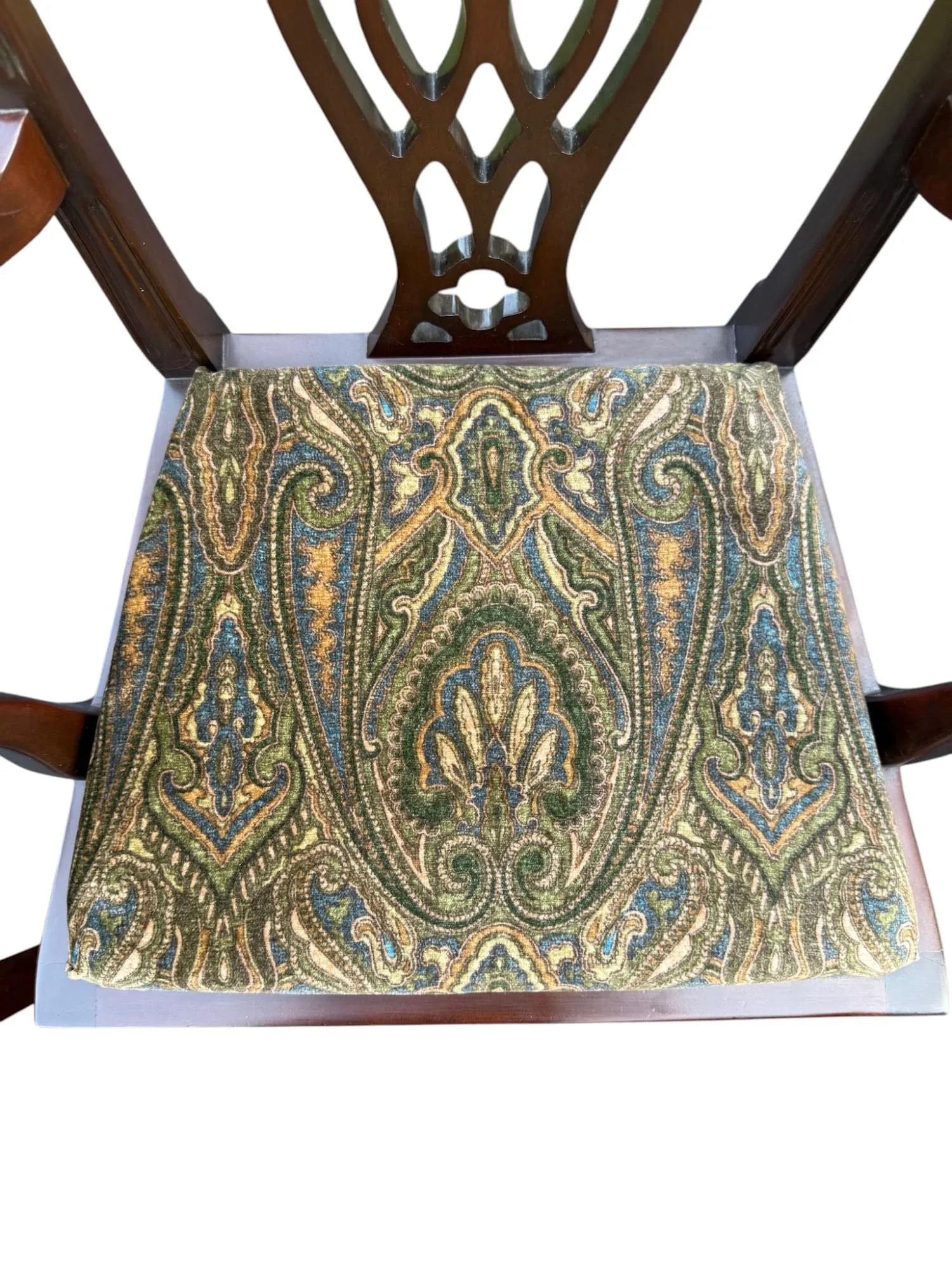 Late 20th Century Chippendale Style Side Chairs With Ralph Lauren Upholstery - A Pair - 8
