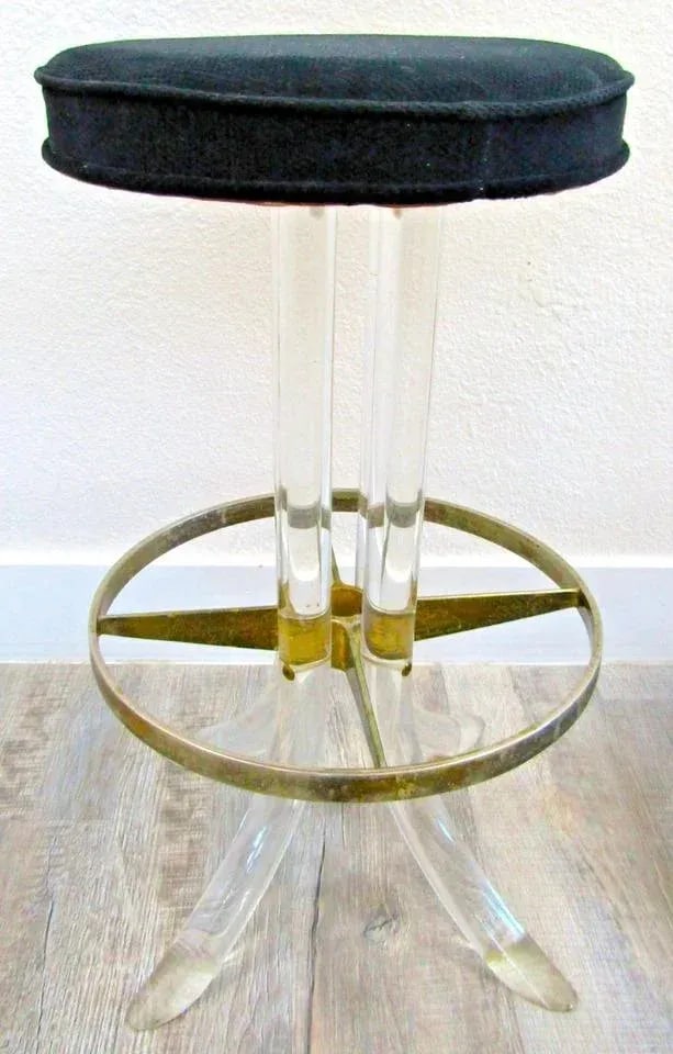 Pair of Hollywood Regency Lucite and Chrome Swivel Stools by Hill Manufacturing - 4