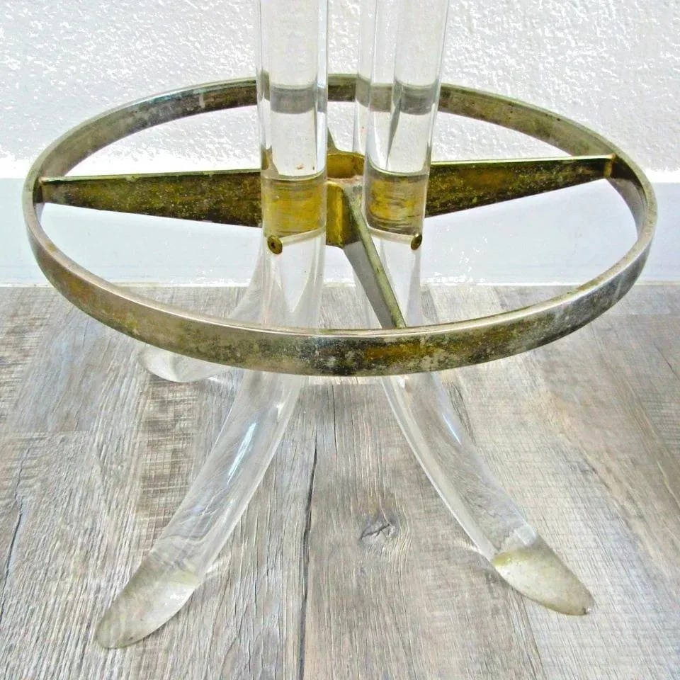 Pair of Hollywood Regency Lucite and Chrome Swivel Stools by Hill Manufacturing - 5