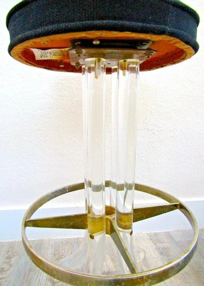 Pair of Hollywood Regency Lucite and Chrome Swivel Stools by Hill Manufacturing - 6
