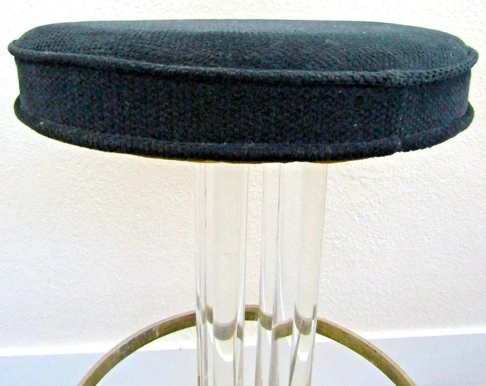 Pair of Hollywood Regency Lucite and Chrome Swivel Stools by Hill Manufacturing - 7