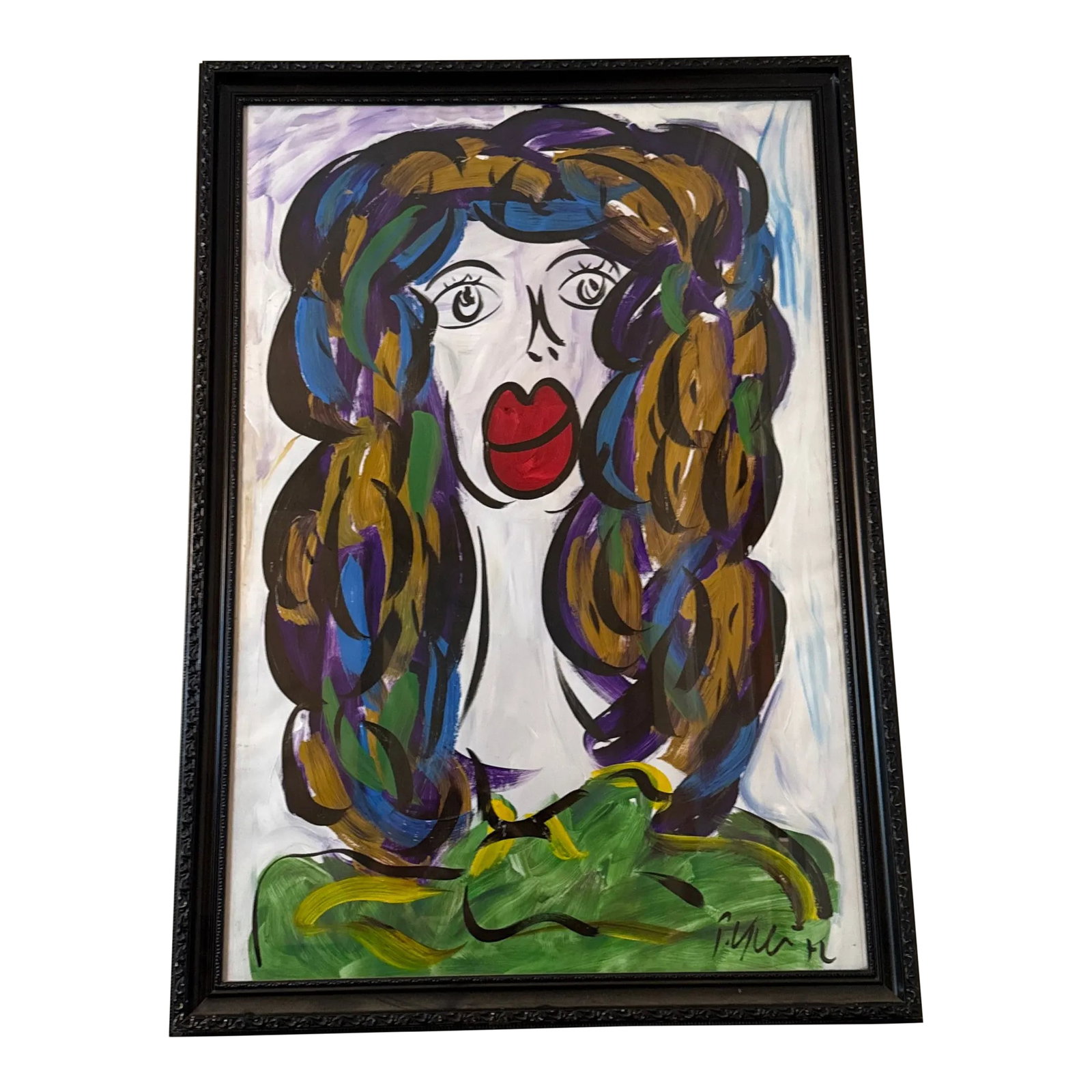 1970s Original Peter Keil Abstract Painting ~ Framed: Make a bold statement with this stunning original expressionist painting by renowned German artist Peter Keil. Known for his vivid colors and emotionally charged portraits, Keil's work is instantly re