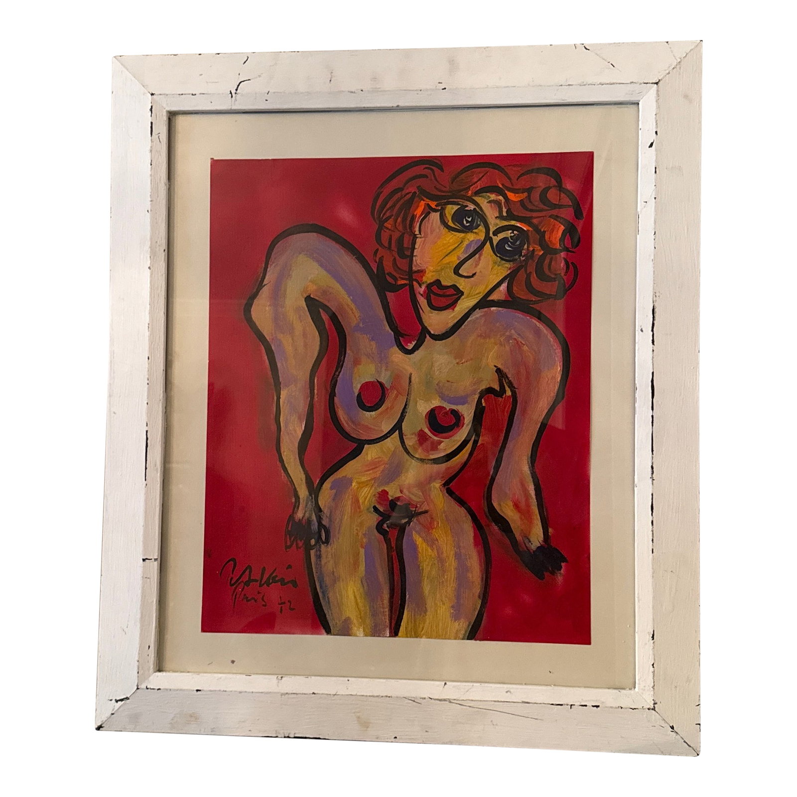 1970s Vintage Abstract Portraiture; Original Artwork by Peter Robert Keil ~ Framed: Peter Keil is a German artist that focuses primarily on abstract expressionism. Keil painted with some of the greats including Joan Miro, Pablo Picasso and Andy Warhol, to name a few. This is interest