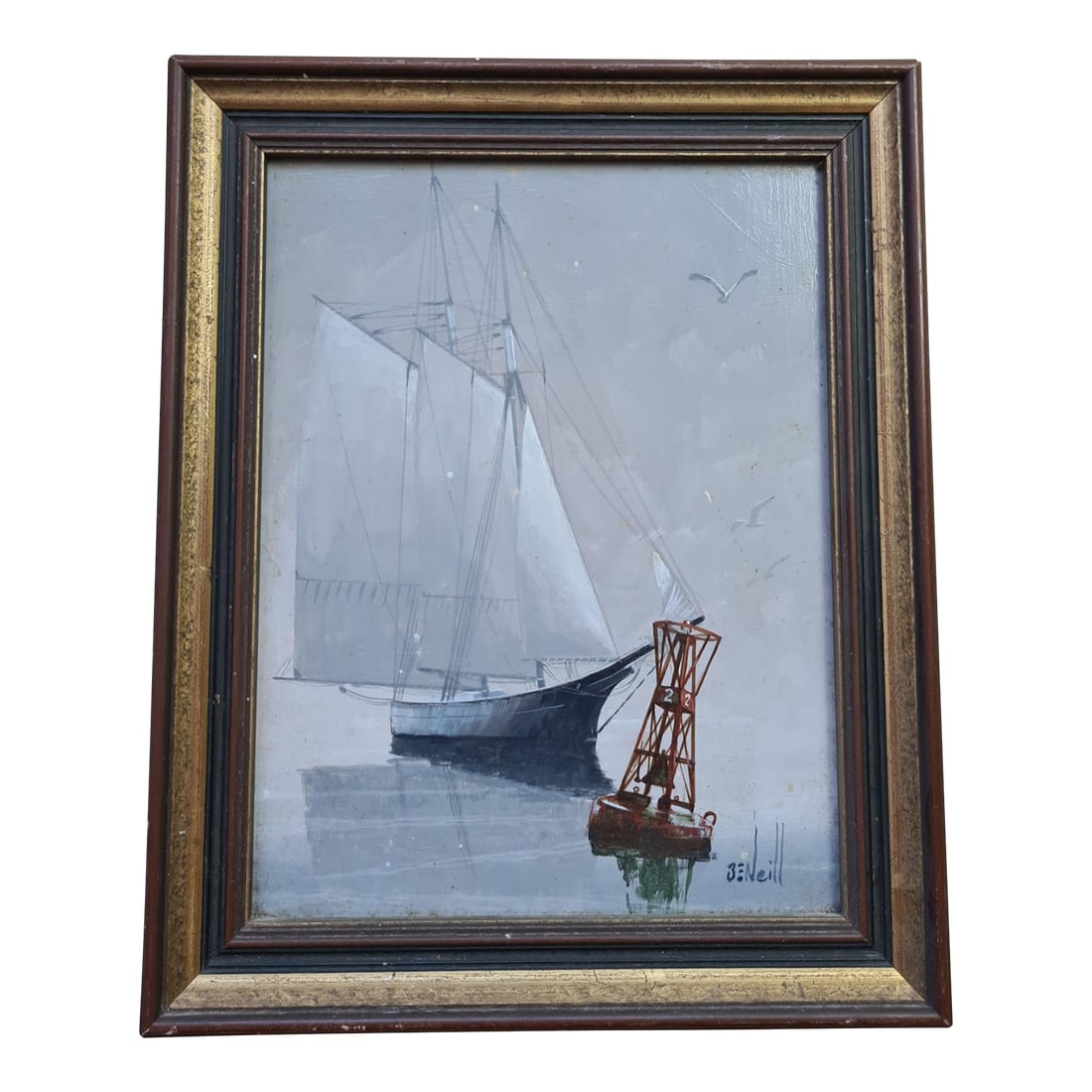 Original "Sailing" Oil on Board, Signed Ben E Neill (1914-2001 American) (1 of 6)