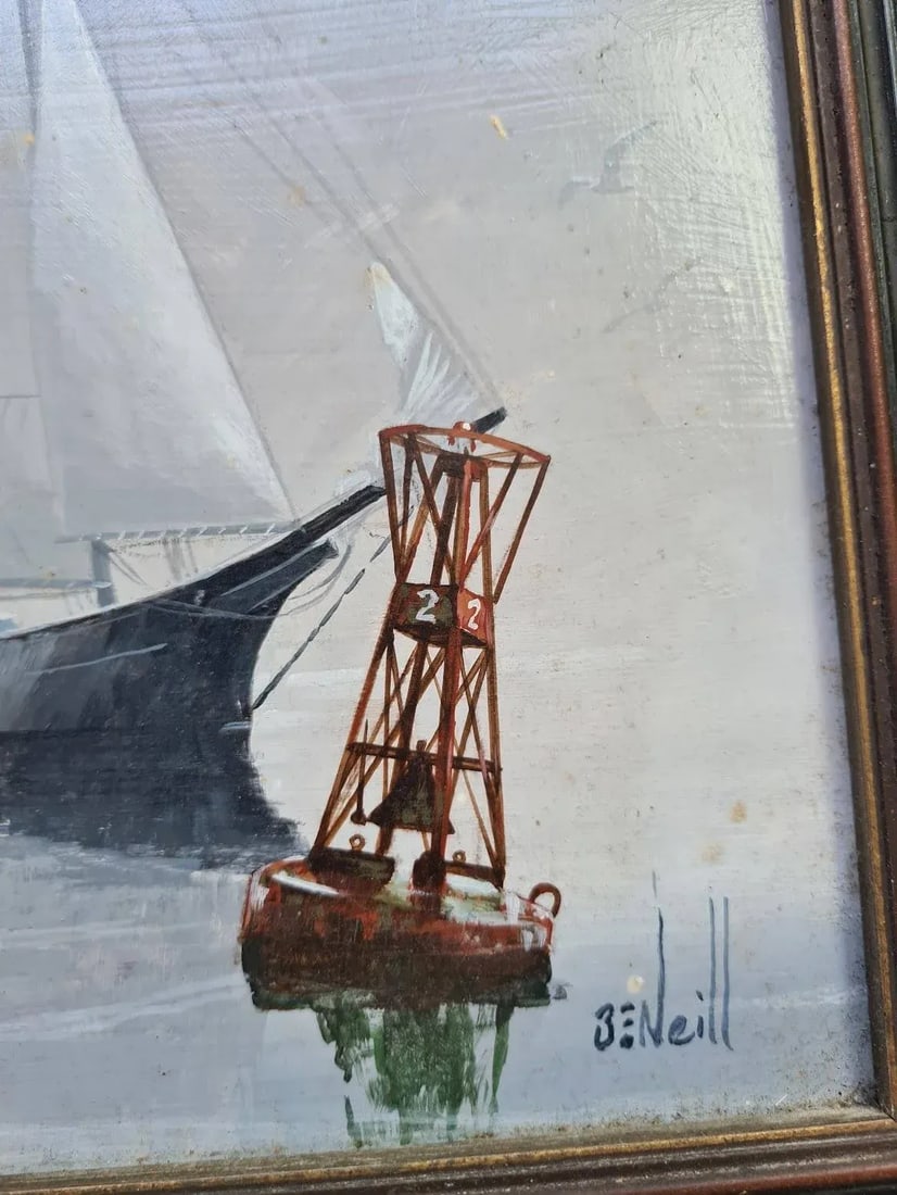 Original "Sailing" Oil on Board, Signed Ben E Neill (1914-2001 American) - 2