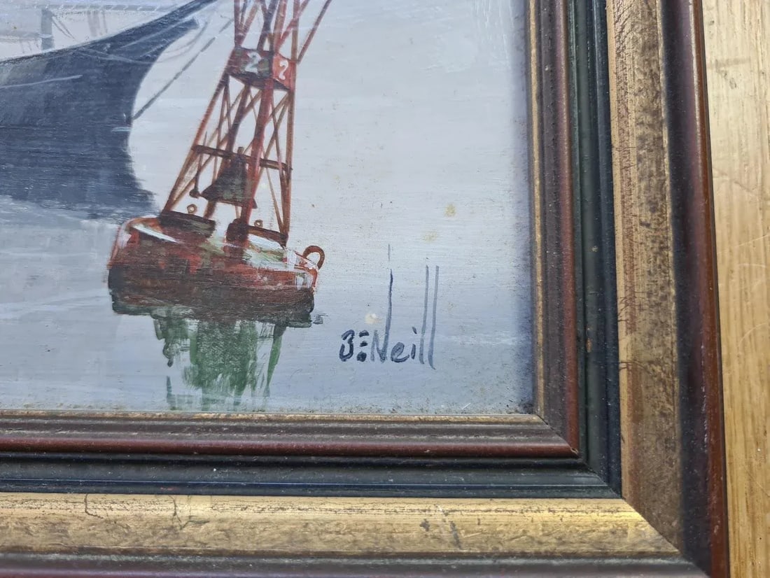 Original "Sailing" Oil on Board, Signed Ben E Neill (1914-2001 American) - 6