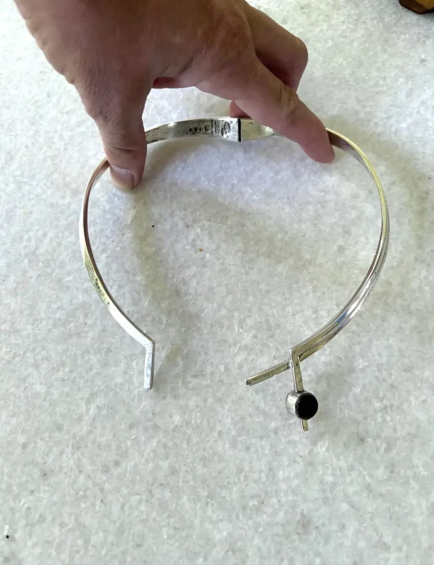 Vintage Mid-Century Antonio Pineda Sigi Taxco Sterling Silver, Tiger's Eye, and Onyx Sculputural Nec - 5