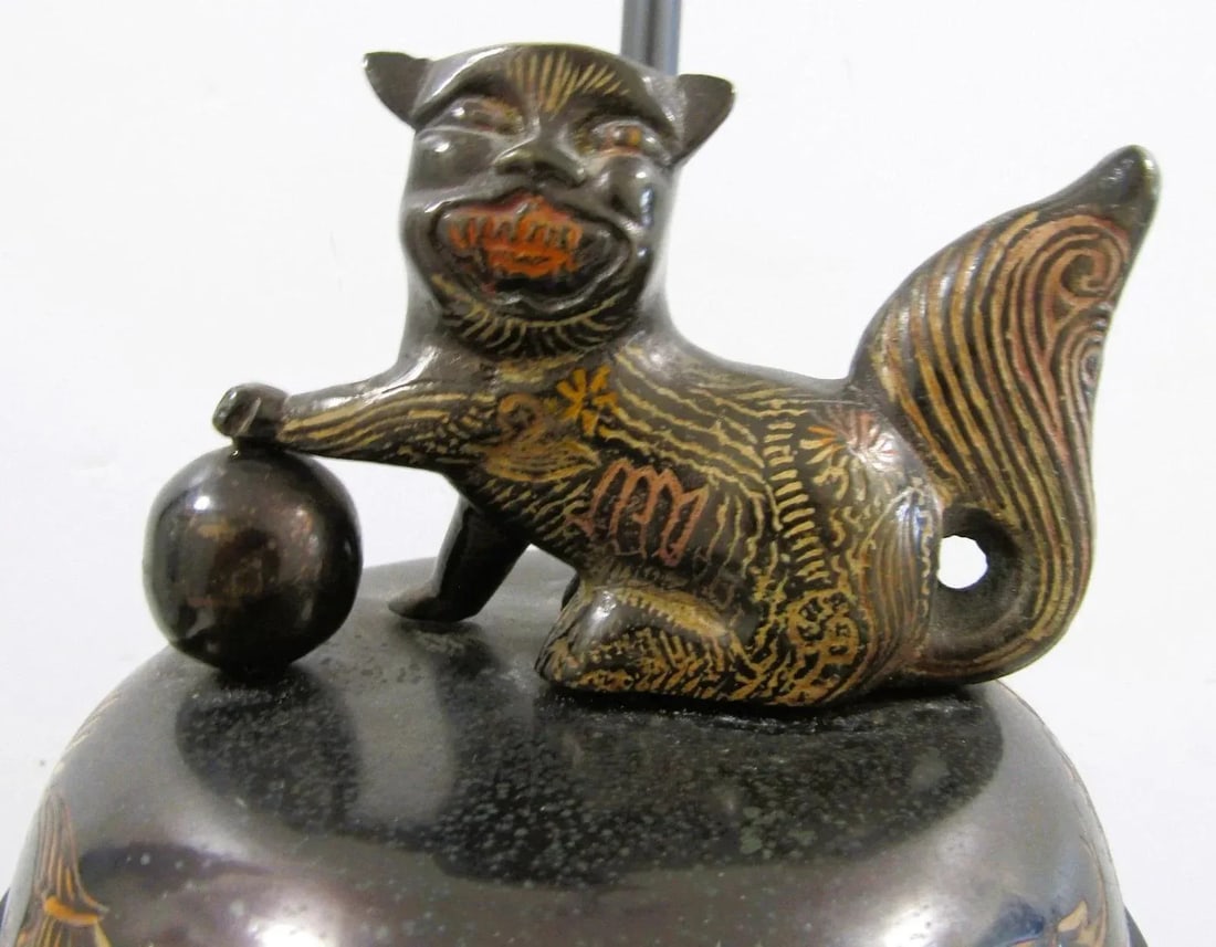 1960s Marbro Bronze Censer Lamps Foo Dogs Elephant Handles Sculpture Table Lamps - a Pair - 8