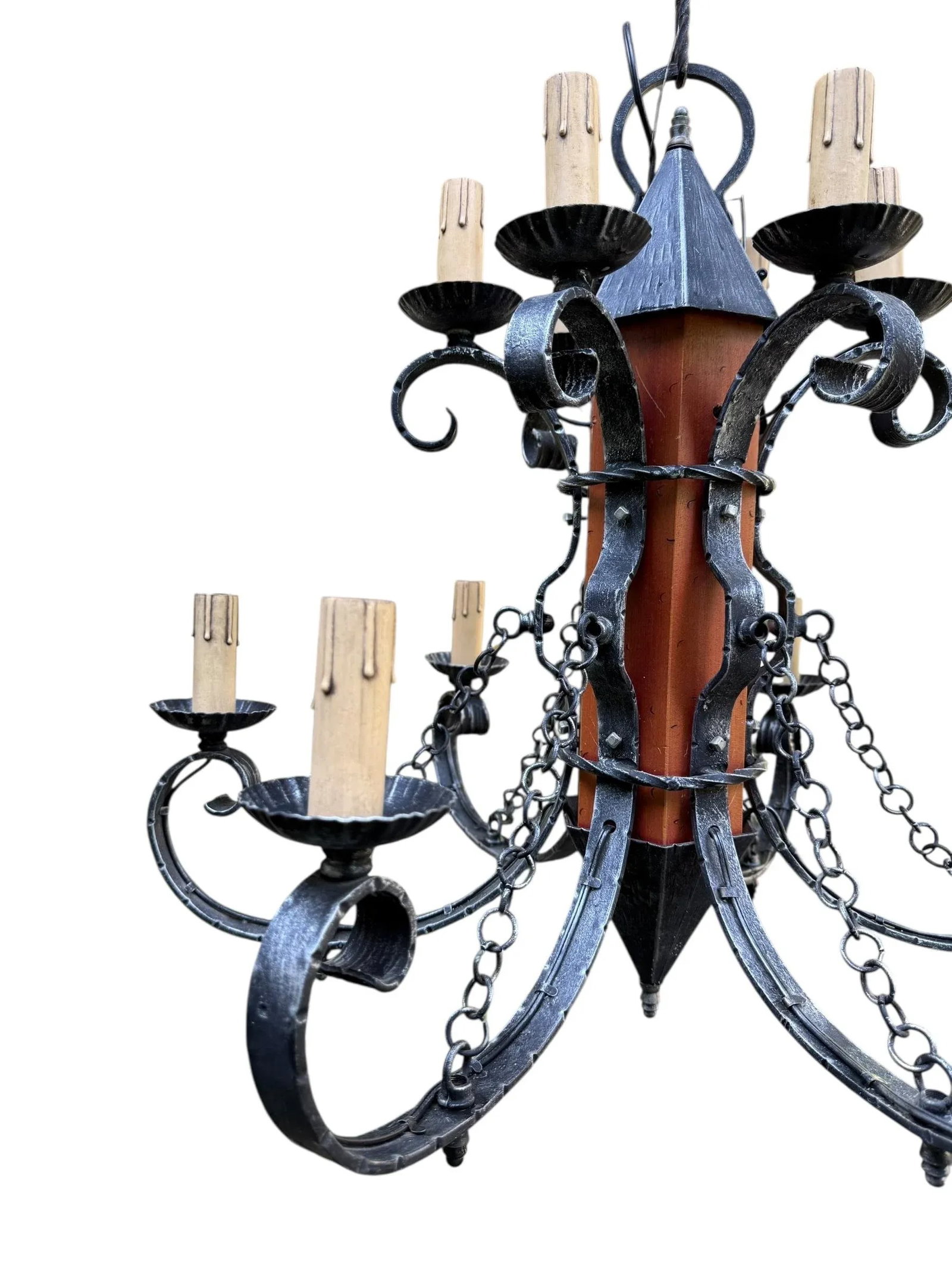 Made in Italy Mediterranean Revival Wrought Iron Style 12 Light Candle Chandelier - 2