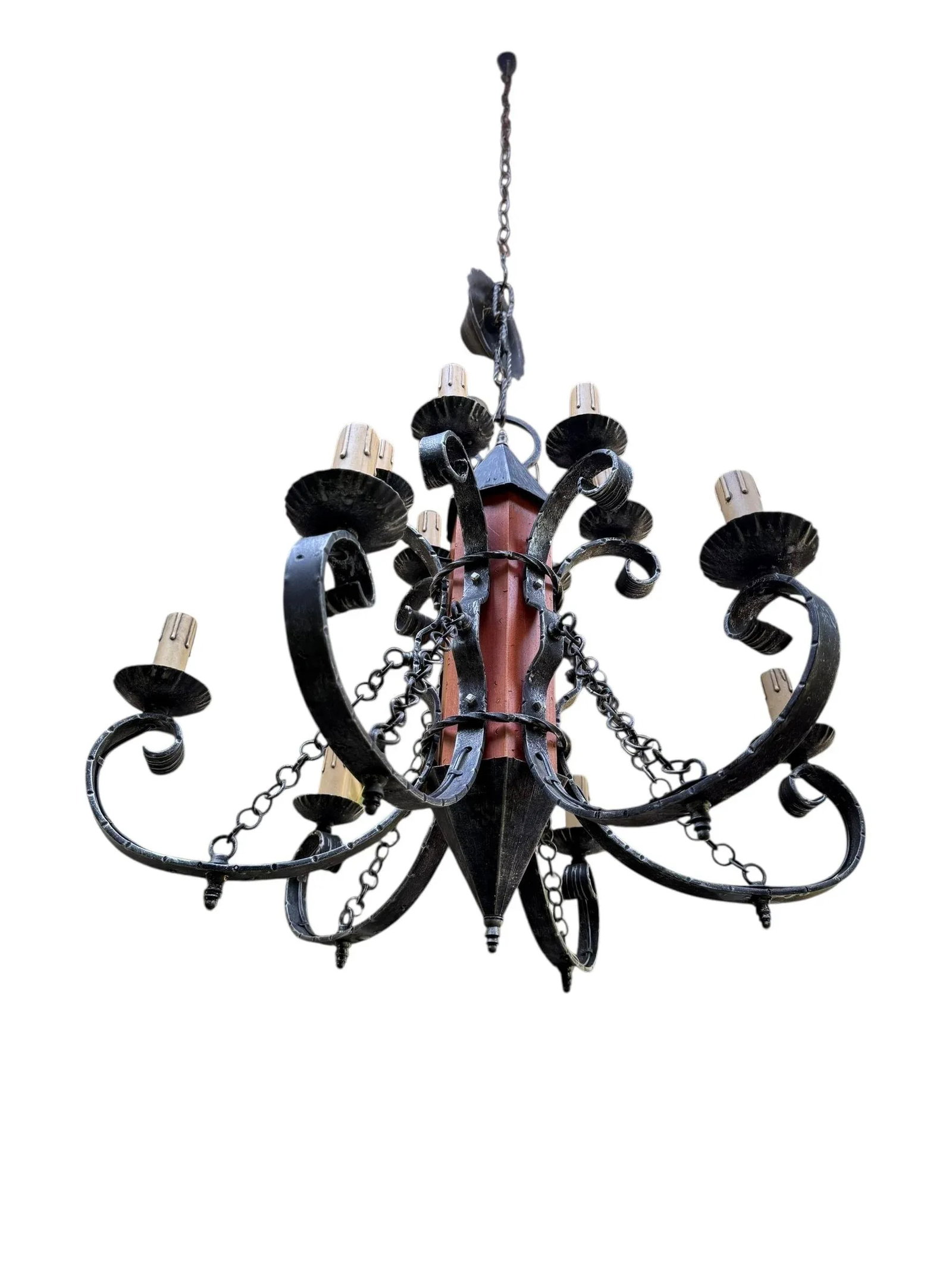 Made in Italy Mediterranean Revival Wrought Iron Style 12 Light Candle Chandelier - 4