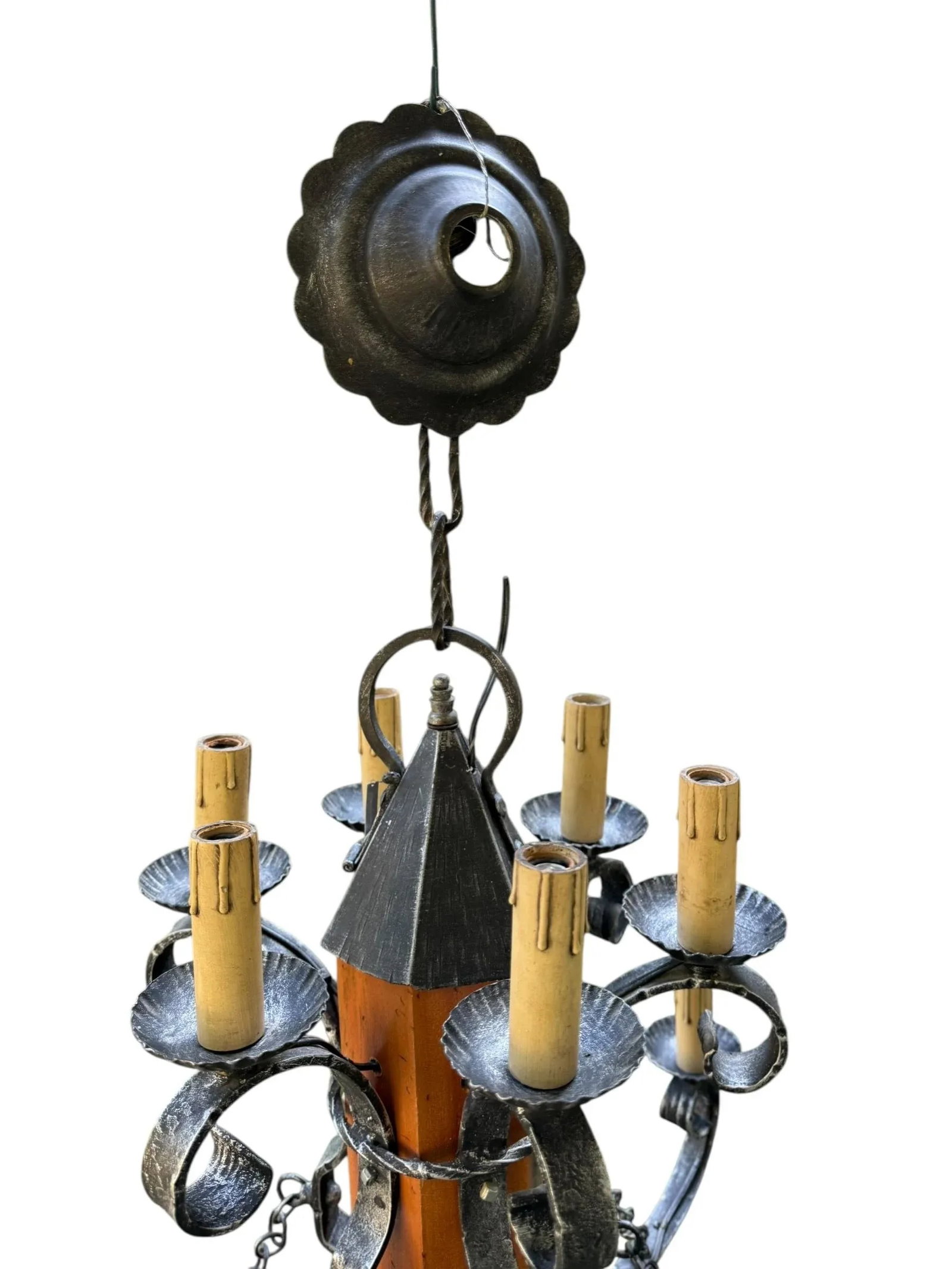 Made in Italy Mediterranean Revival Wrought Iron Style 12 Light Candle Chandelier - 7