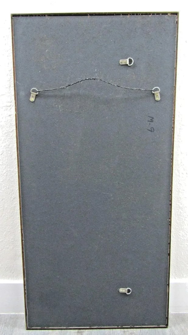 Vintage Walnut Mid-Century Modern Faux Tile Brutalist Wall Mirror - 16