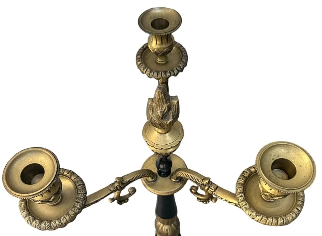 Antique 19th Century French Empire Bronze Lion Paw Candelabras- Set of 2 - 6