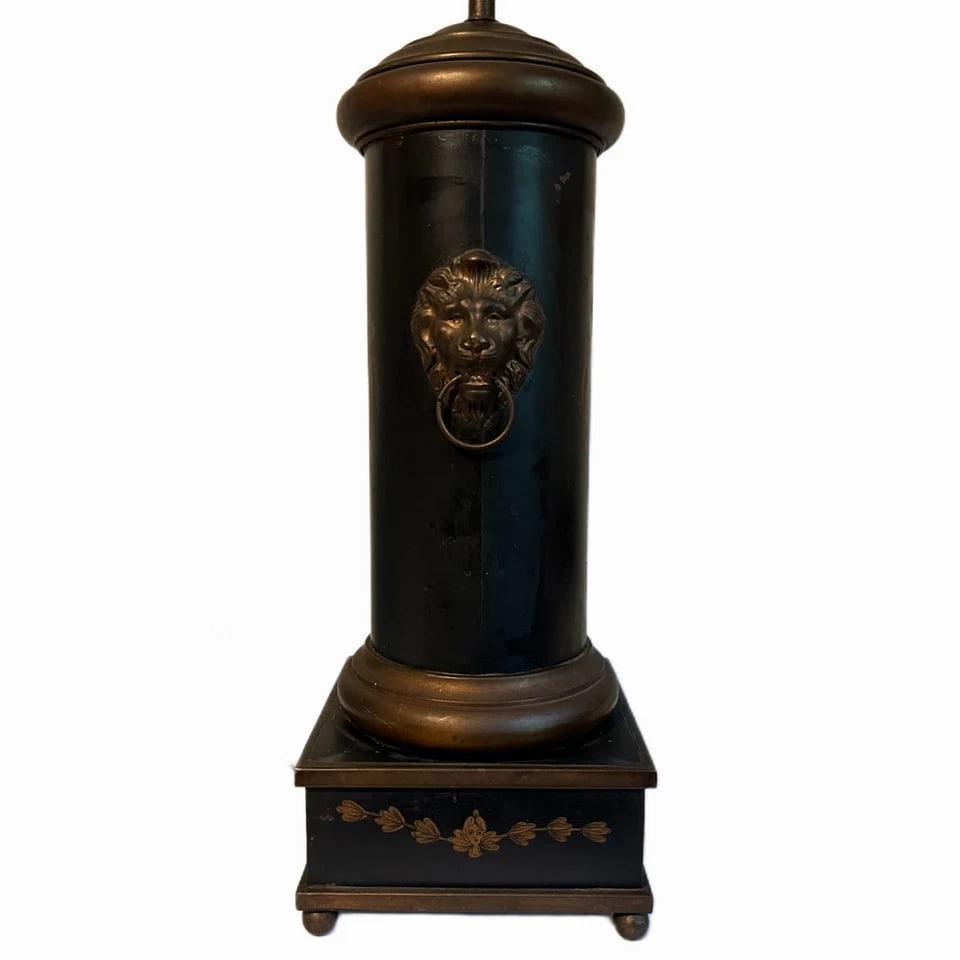 Early 19th Century French Lion Head Tole Tea Canister Lamp - 6