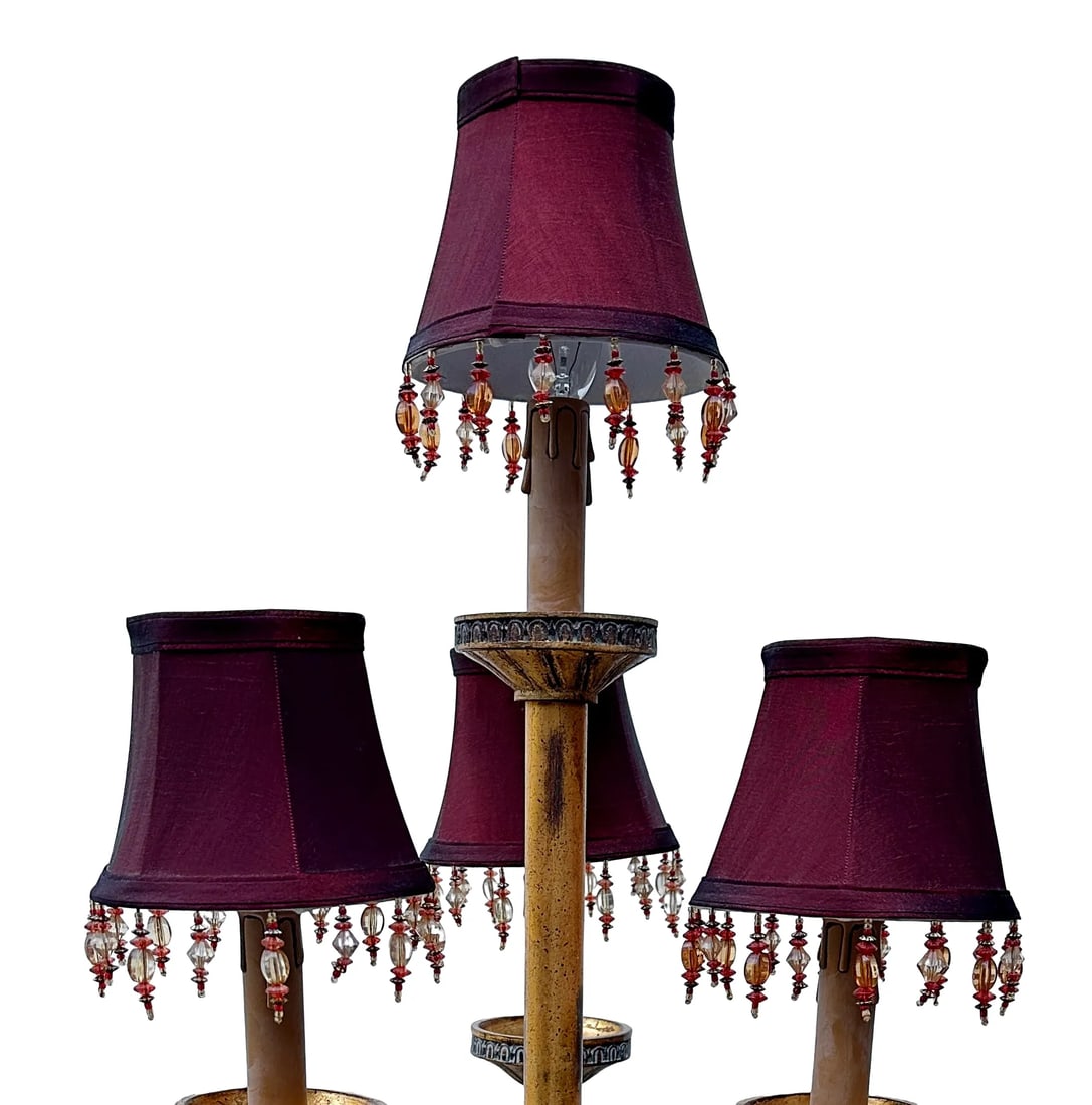 Vintage Bombay French Empire Style Gilt Carved Wood Candelabra Lamps - A Pair - 2