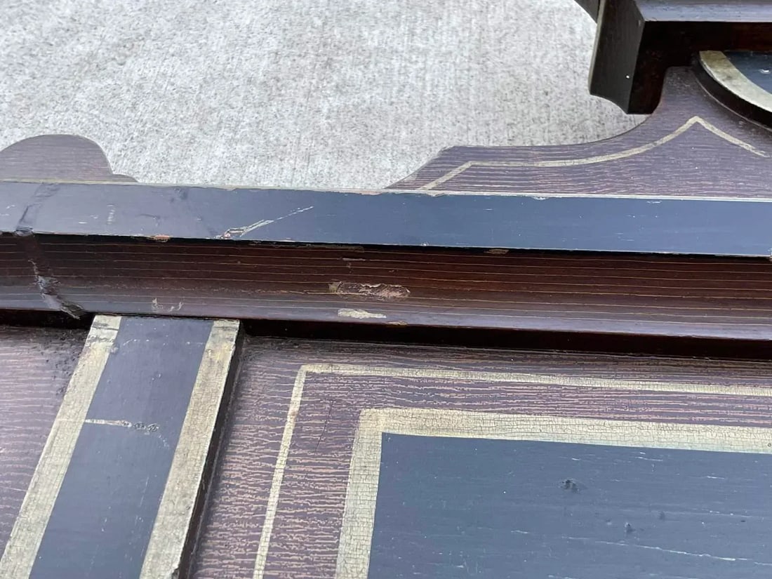 Antique American Folk Art Painted Hall Mirror With Coat Hooks, Circa 1900 - 2