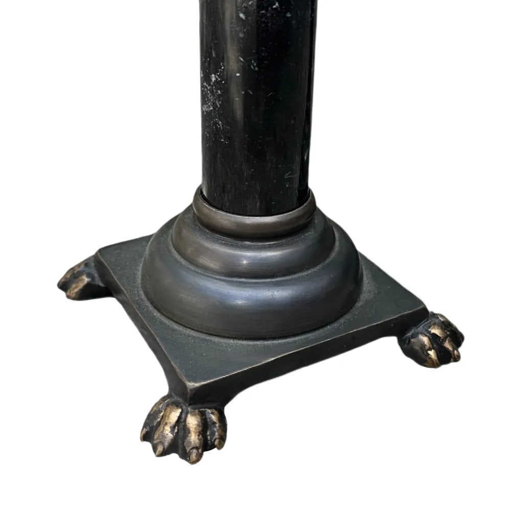 Antique Empire Bronze & Black Marble Lion Paw Pique Candlesticks Candle Holders - 4
