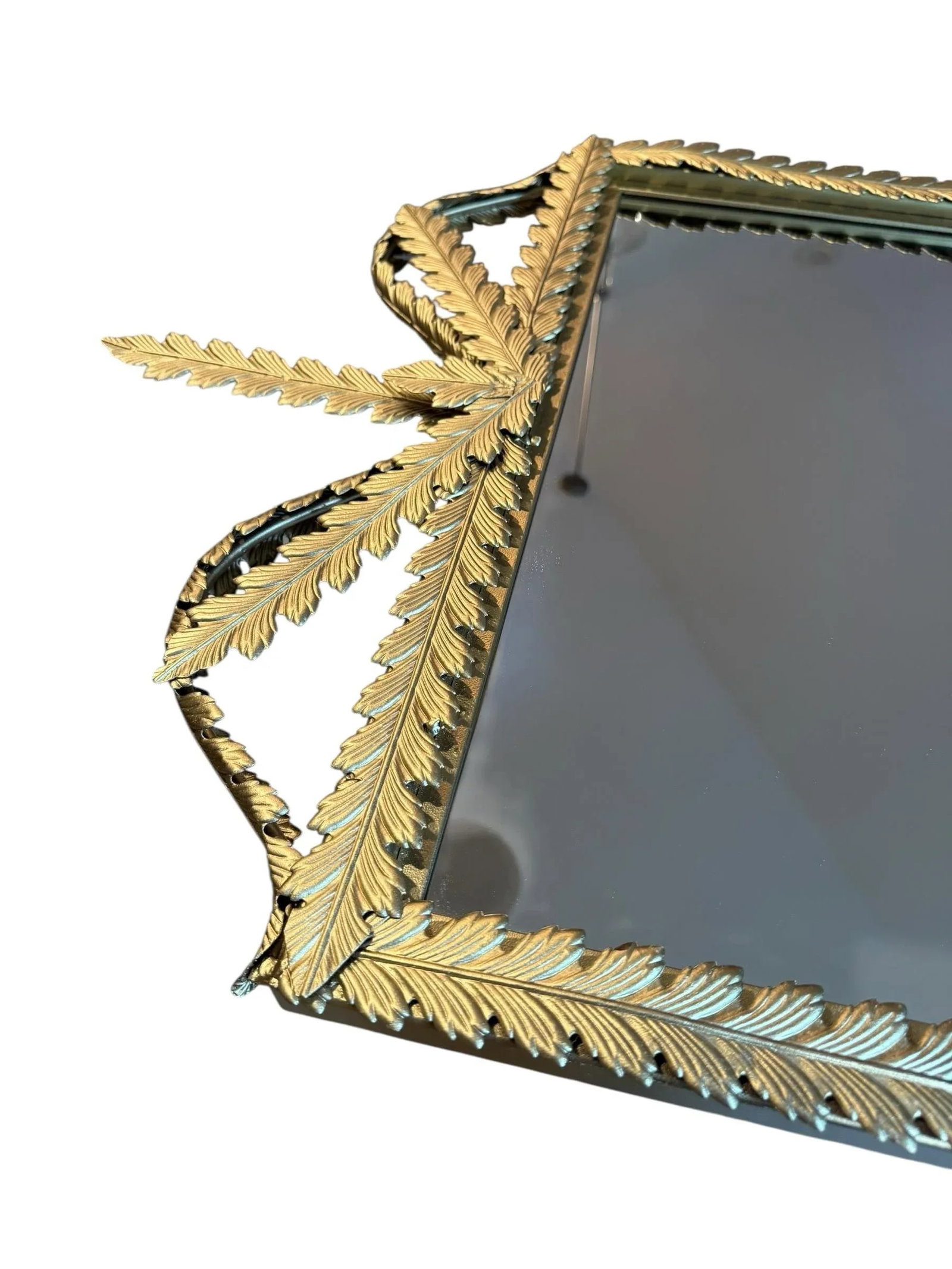 Gold Leaf Mirror Neoclassical Empire Stylized Metal Laurel Leaves - 3