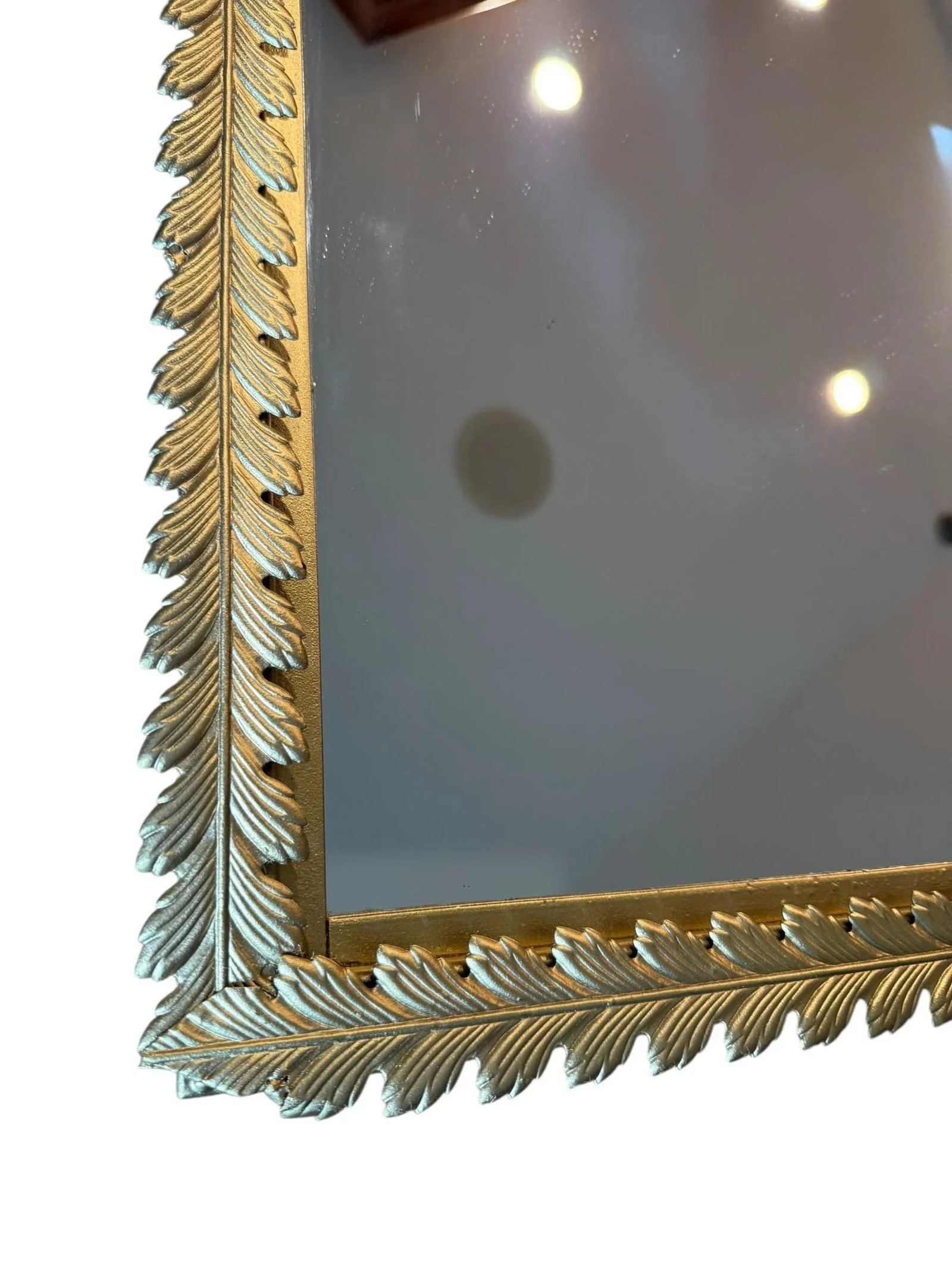 Gold Leaf Mirror Neoclassical Empire Stylized Metal Laurel Leaves - 5
