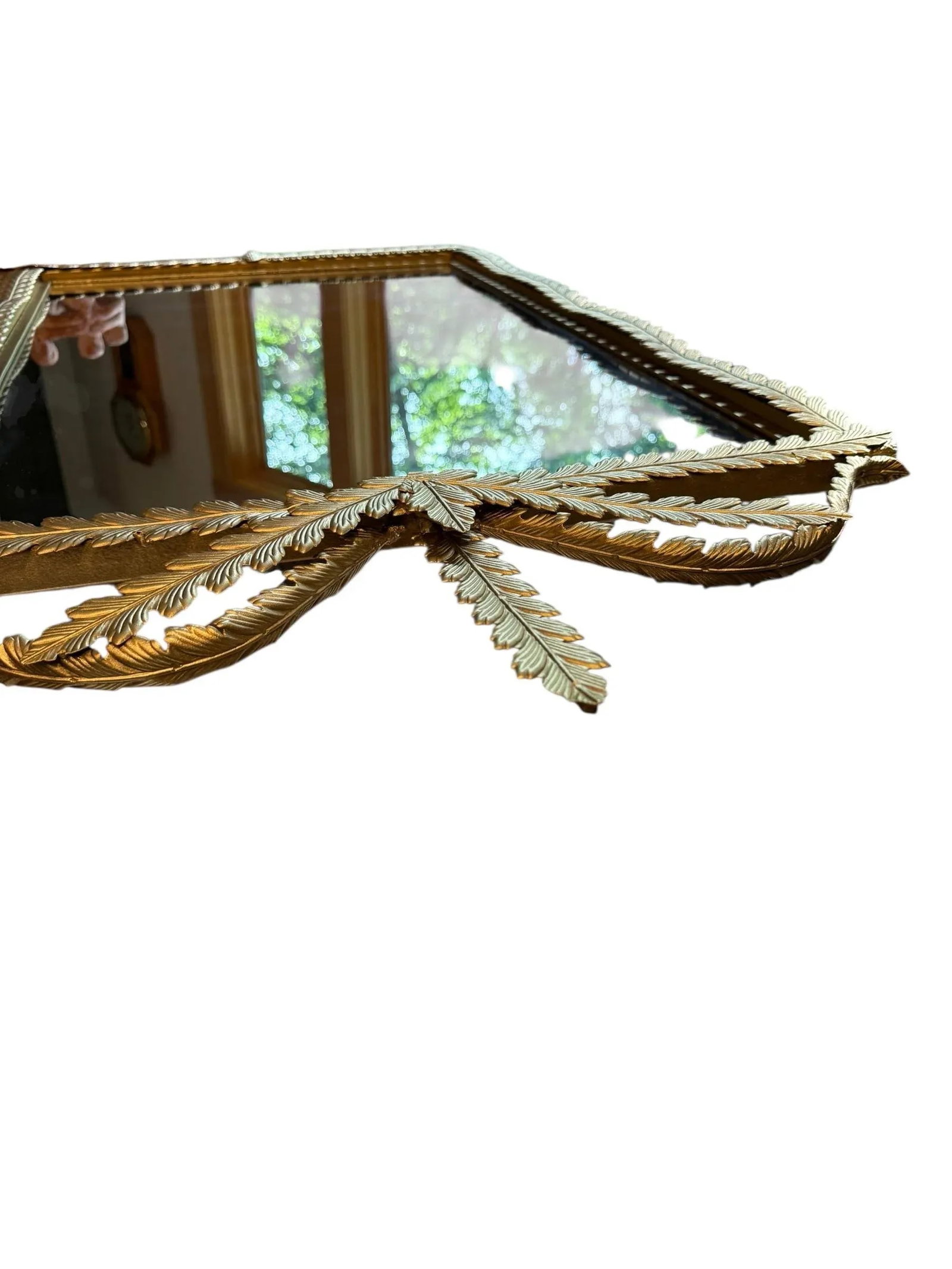 Gold Leaf Mirror Neoclassical Empire Stylized Metal Laurel Leaves - 6