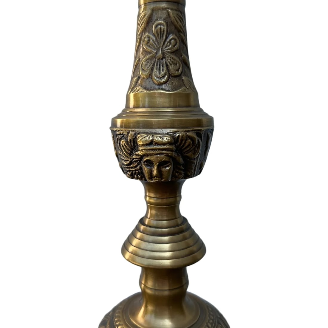 Antique Castilian Art Nouveau Medieval Ornate Pique-Cierge Brass Candle Stands Holders - 2