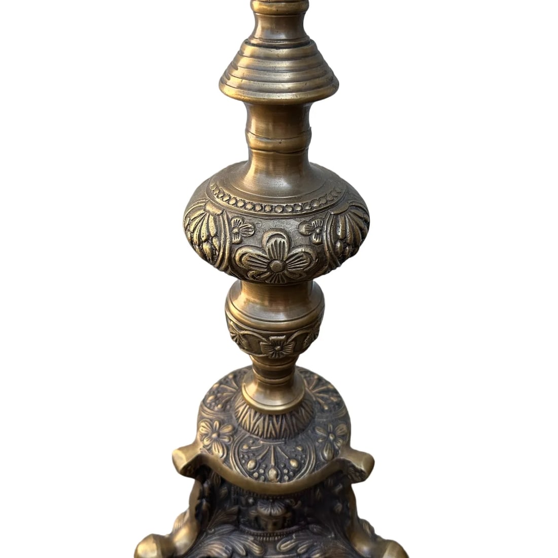 Antique Castilian Art Nouveau Medieval Ornate Pique-Cierge Brass Candle Stands Holders - 4