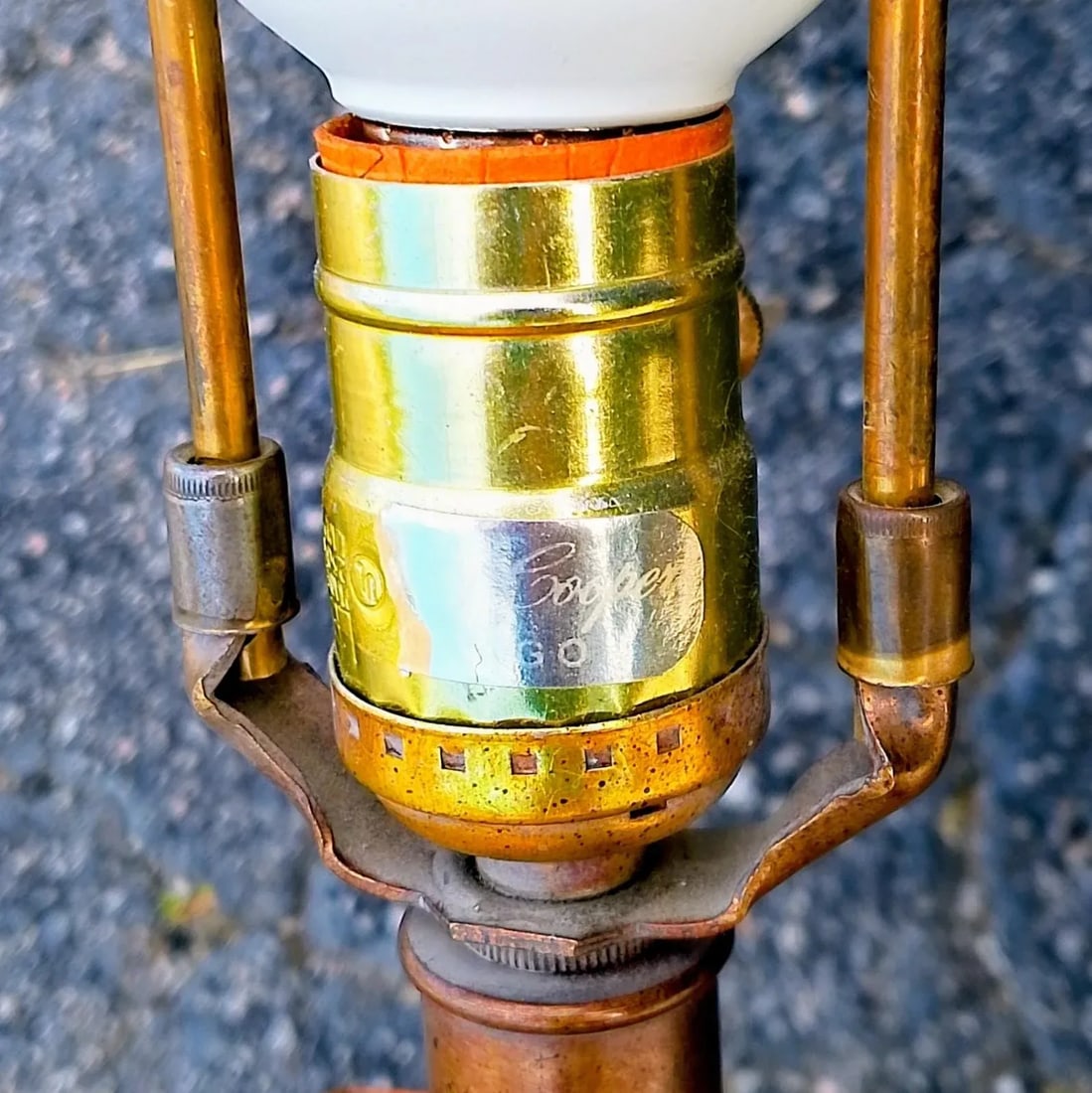 Vintage Frederick Cooper Tin Tea Canister Lamp With Silk Shade - 7