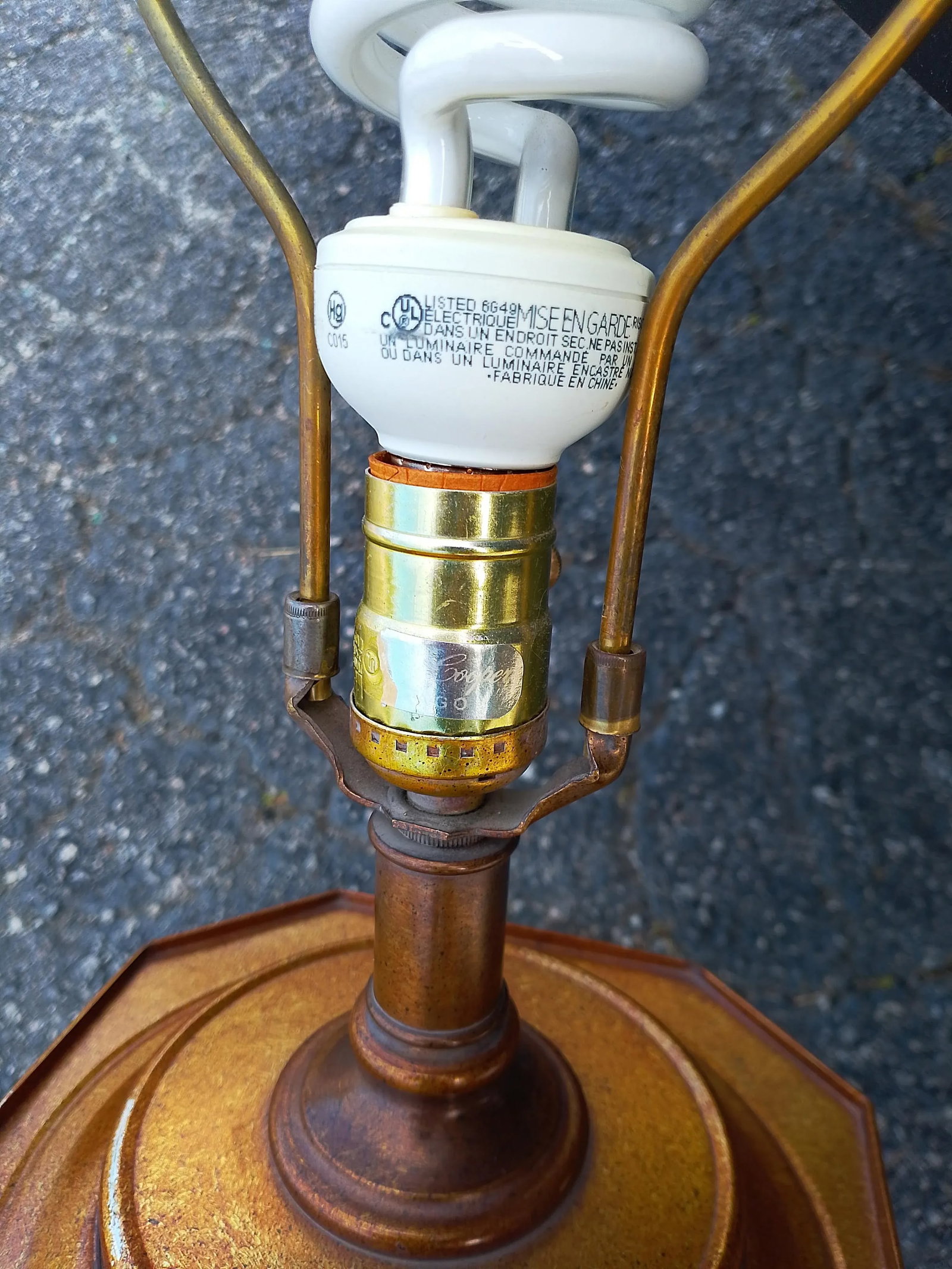 Vintage Frederick Cooper Tin Tea Canister Lamp With Silk Shade - 8