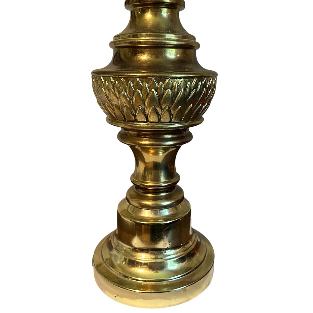 Vintage Victorian Revival Brass Lamp W/Milk Glass Rose Globe Shade - 6
