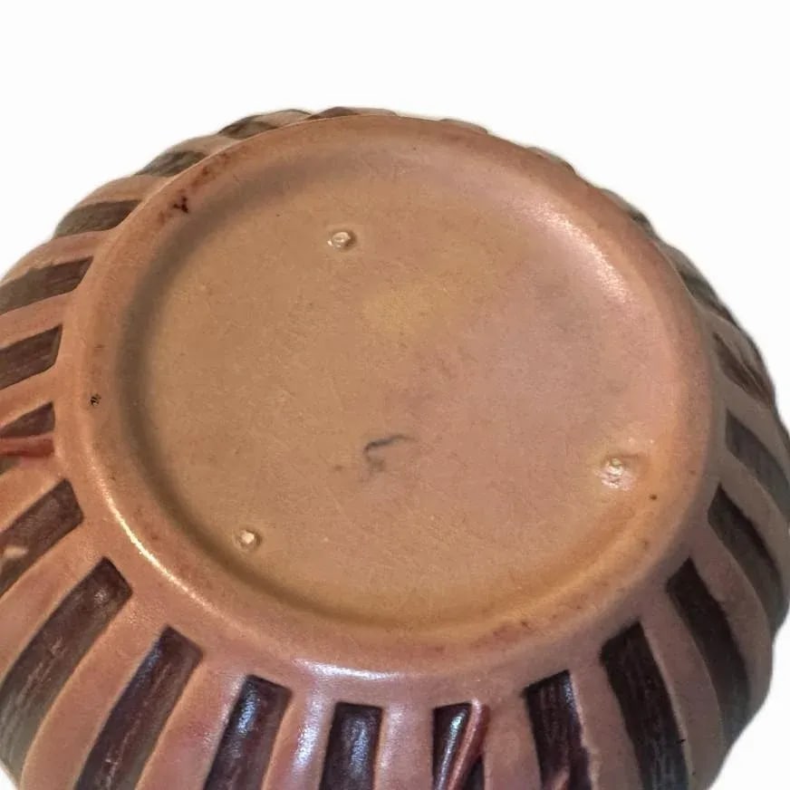Vintage 1930s Roseville Pottery Cherry Blossom Jardiniere Vase in Pink & Green - 5