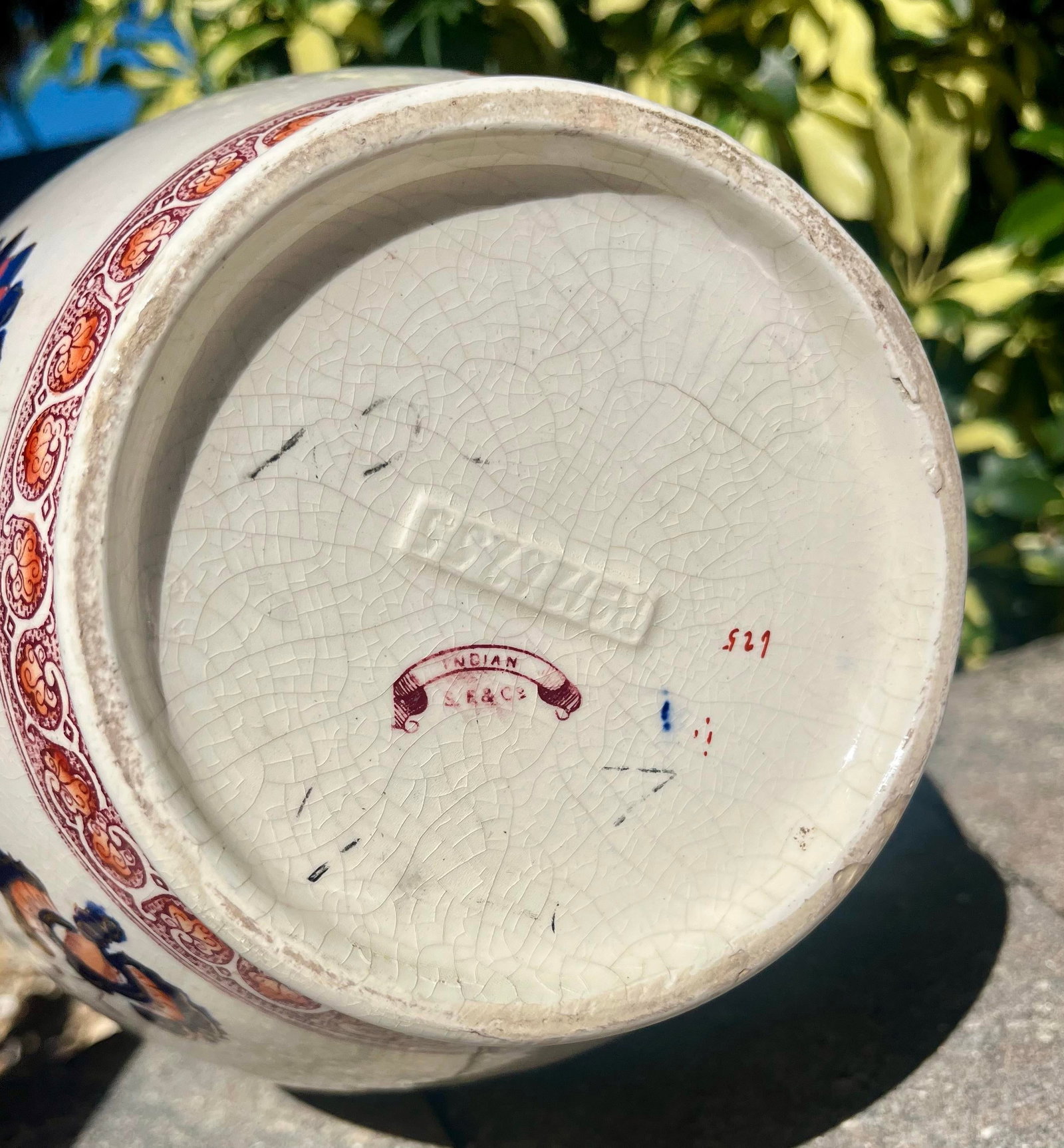 Antique S F & Co Indian Pattern Pitcher/Wash Basin Set - 12