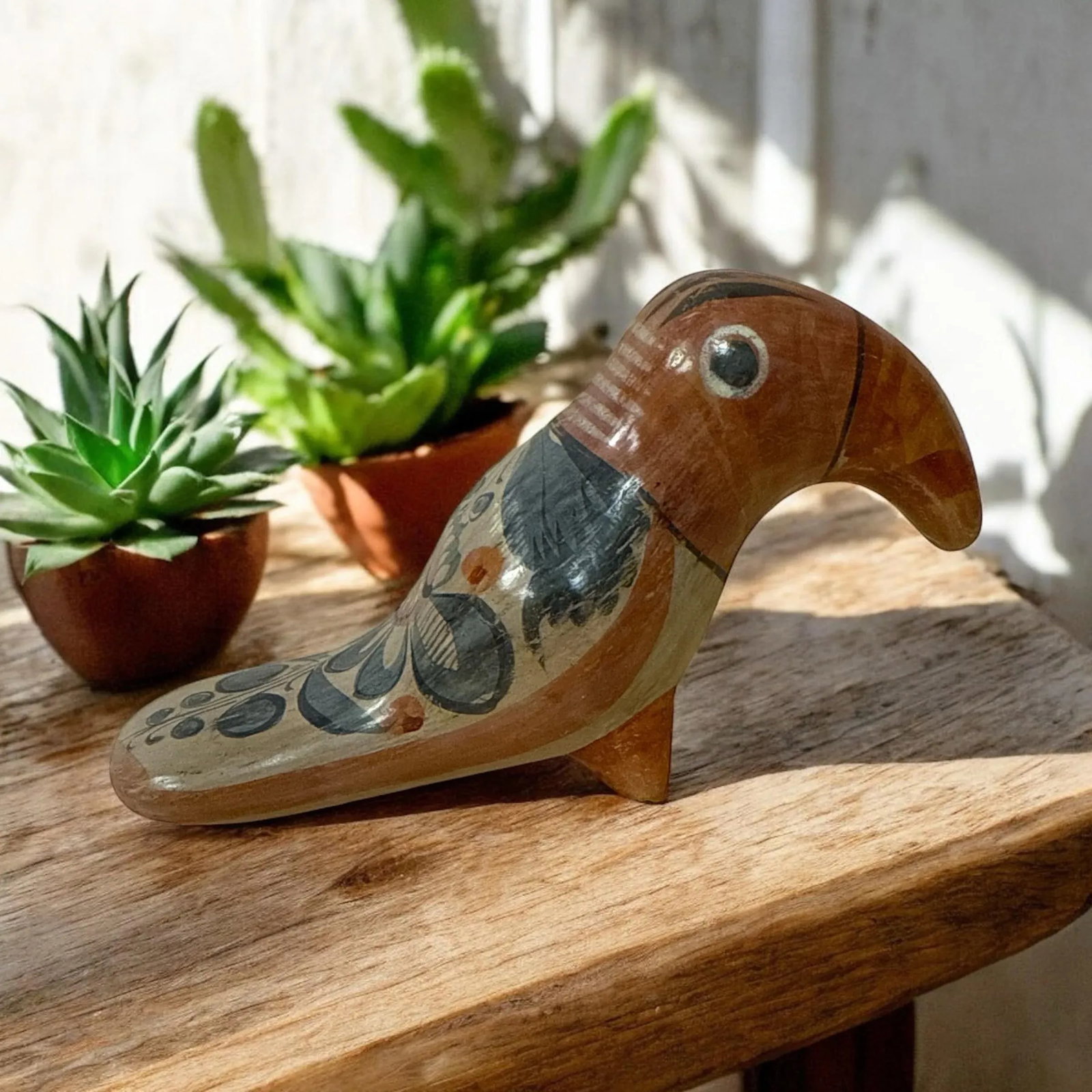 Mid 20th Century Tonala Toucan Clay Bird Pottery Folk Art - 2